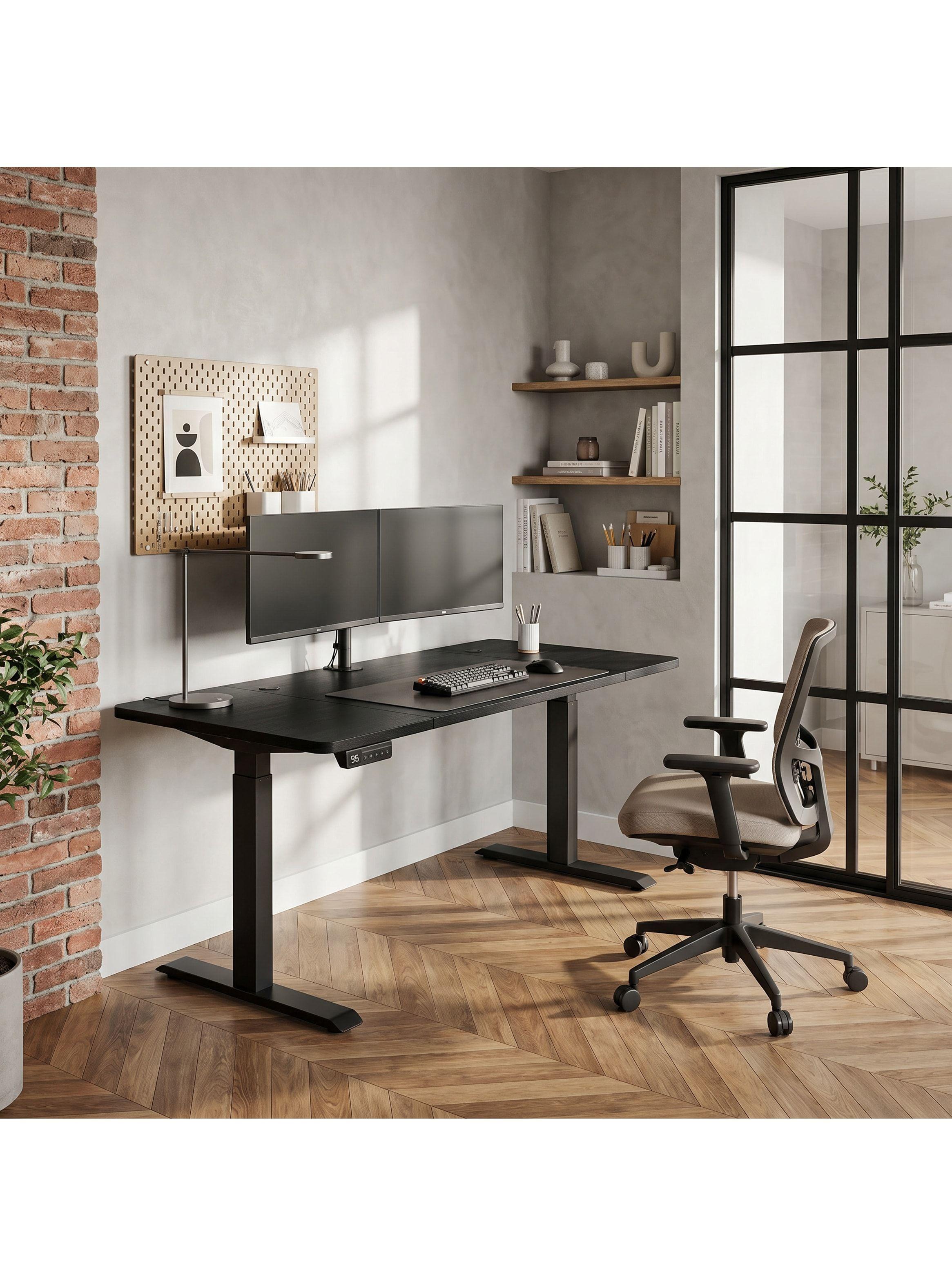 Escritorio Altura Ajustable Eléctrico 160x60cm Profesional Negro-6