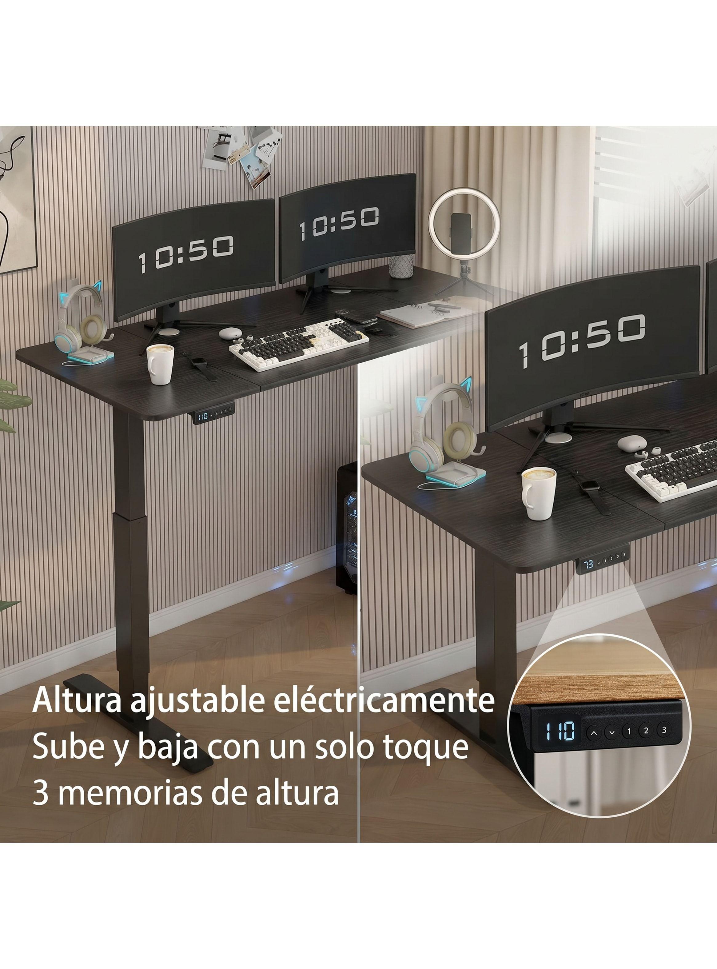 Escritorio Altura Ajustable Eléctrico 160x60cm Profesional Negro-7