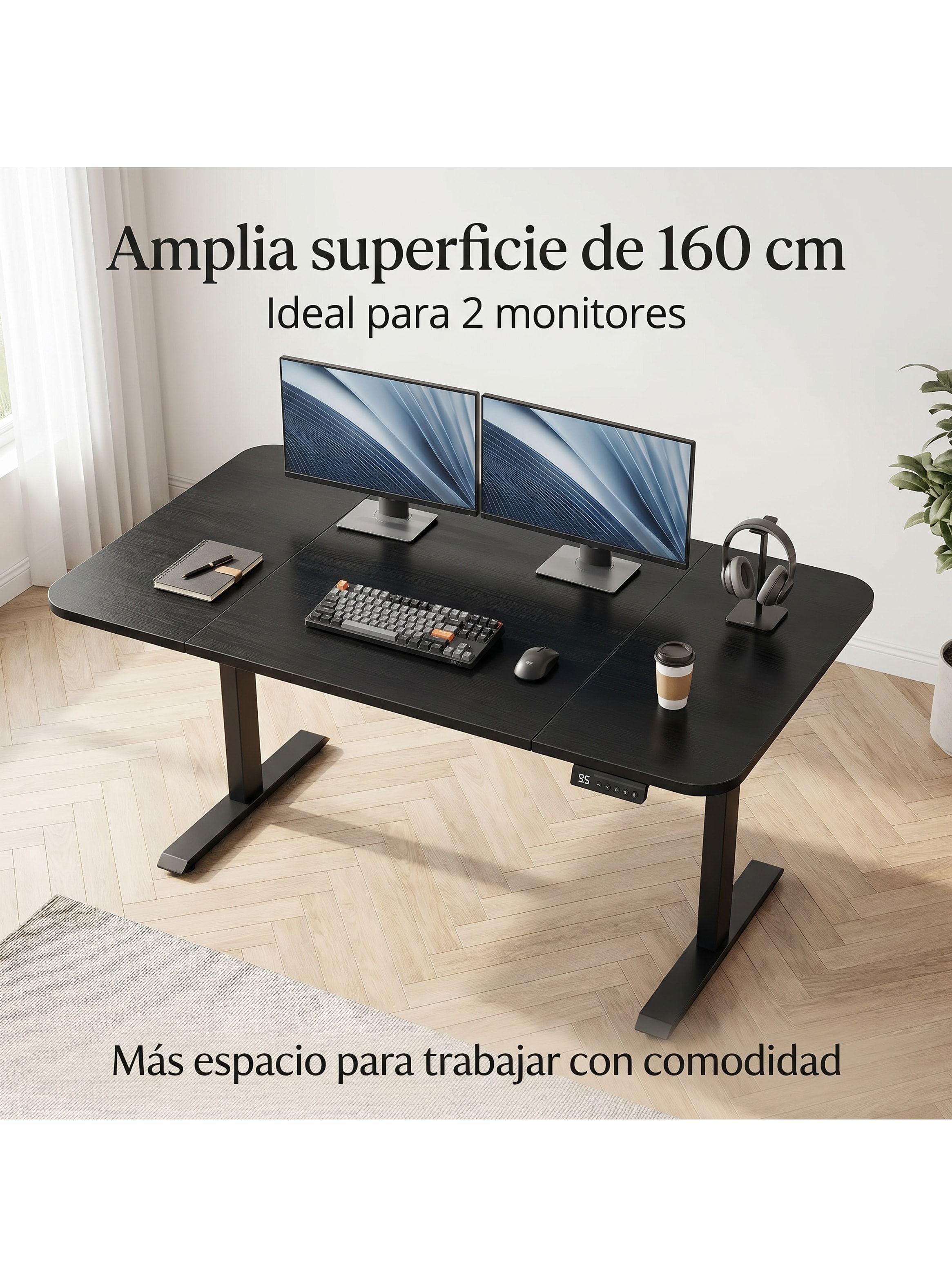 Escritorio Altura Ajustable Eléctrico 160x60cm Profesional Negro-8