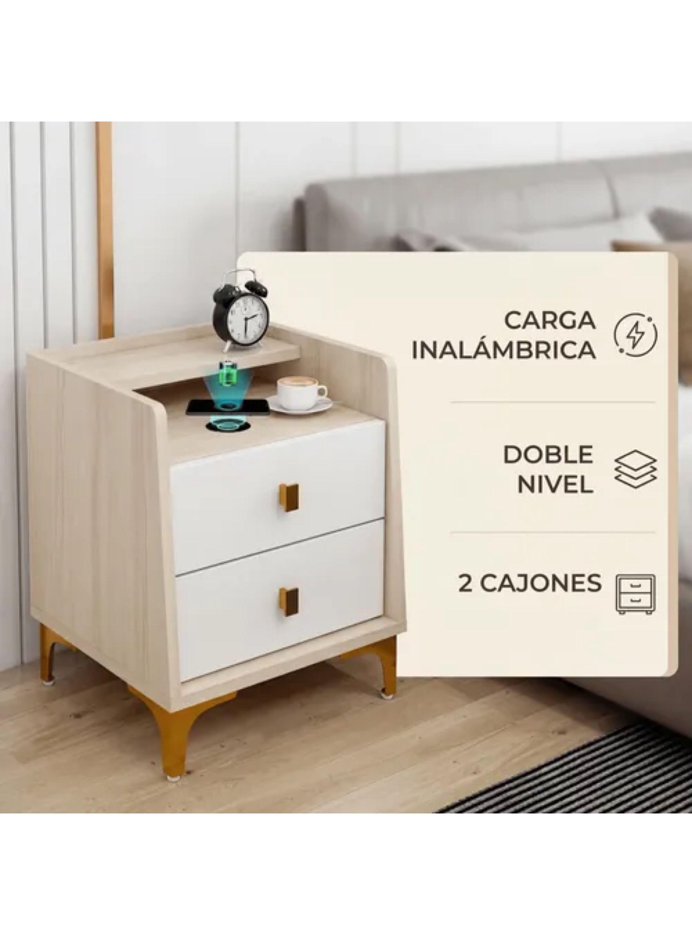Velador 2 Niveles Con Cargador Inalambrico 40*34*50 Doble-2