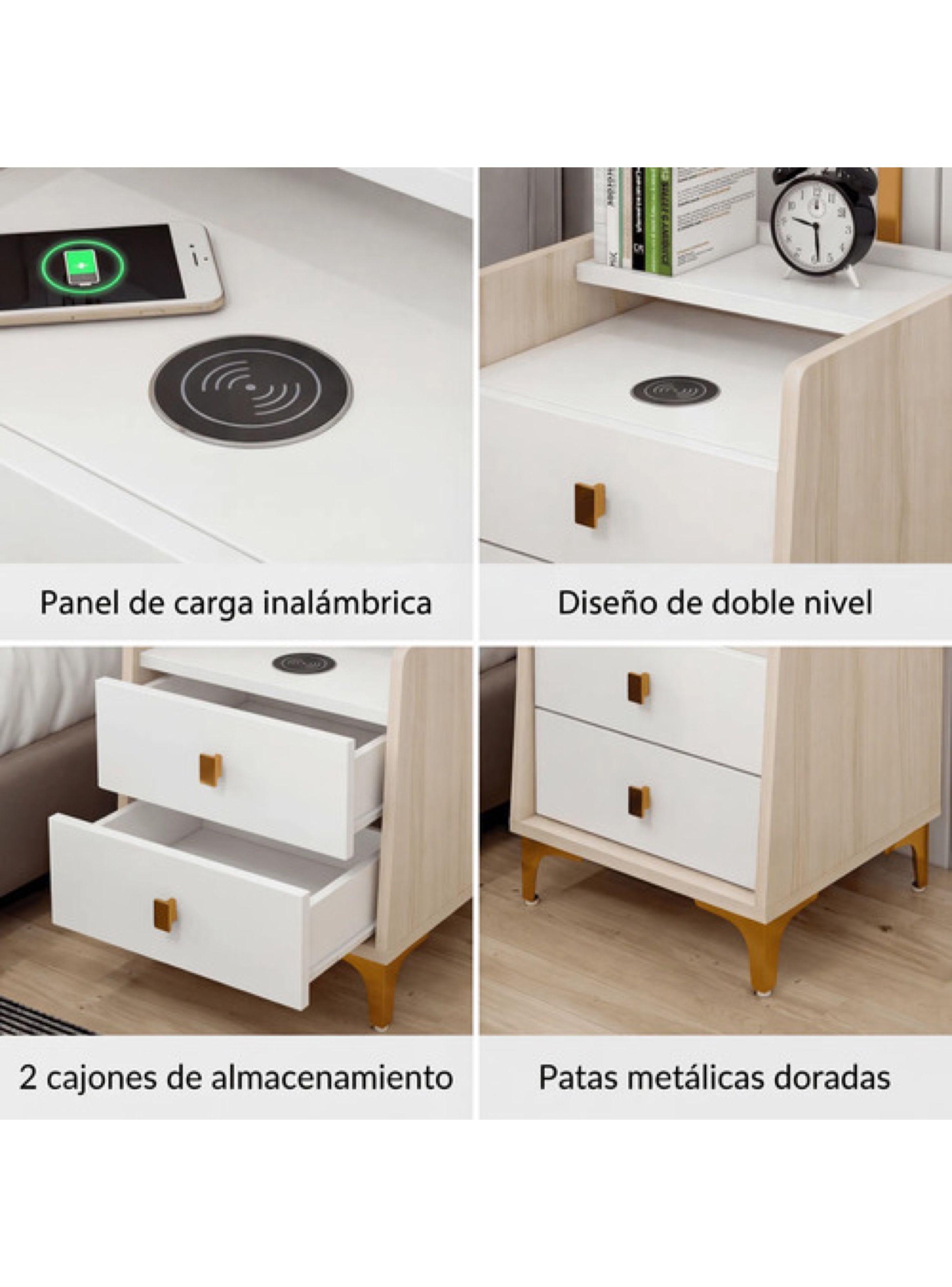 Velador 2 Niveles Con Cargador Inalambrico 40*34*50 Doble-4