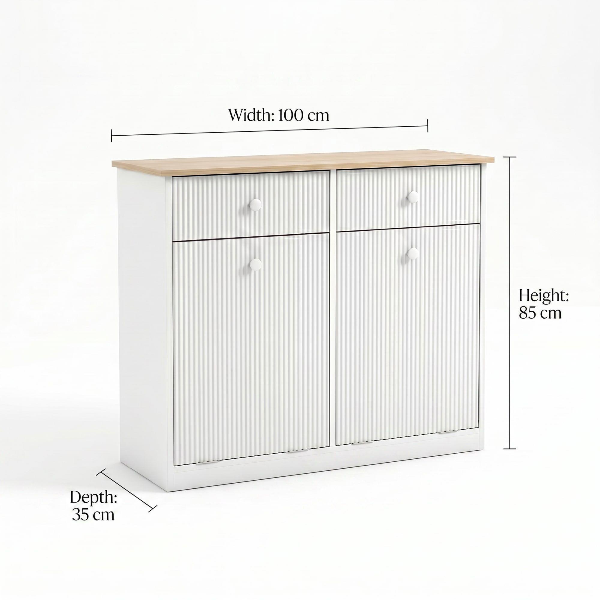 Mueble Cocina Depensa Aparador Comedor 2 Cestos Basurero Blanco-2