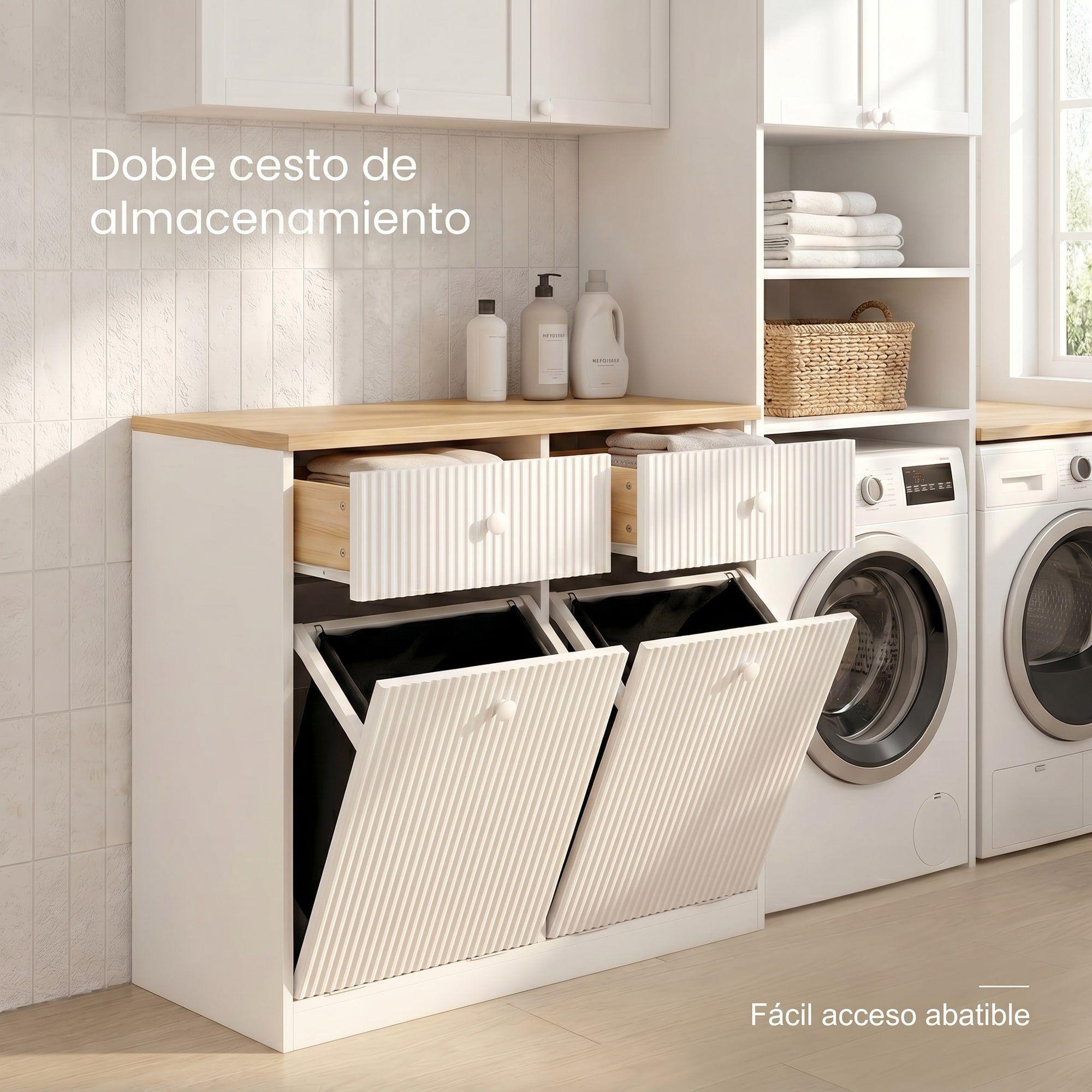 Mueble Cocina Depensa Aparador Comedor 2 Cestos Basurero Blanco-4