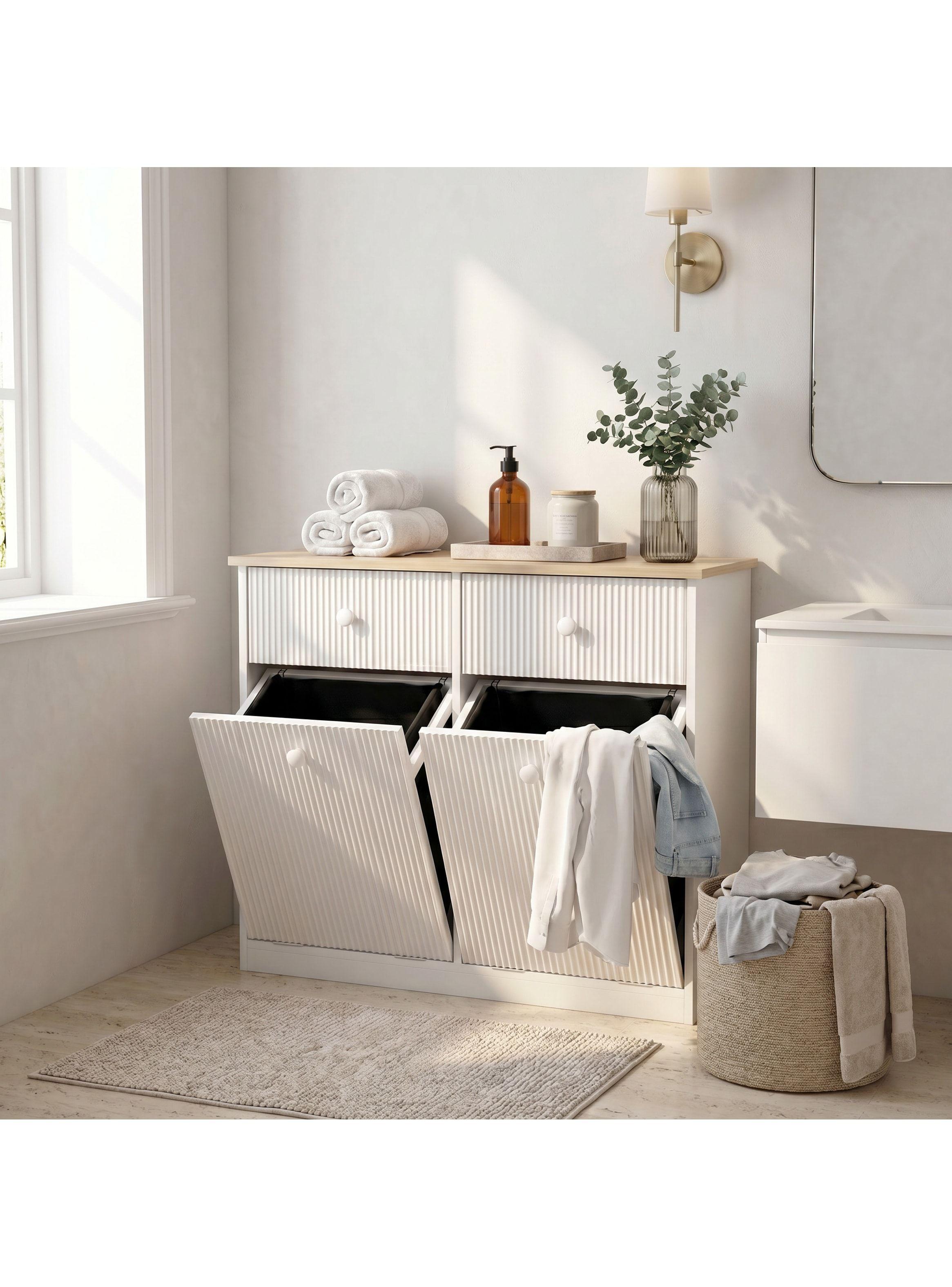 Mueble Cocina Depensa Aparador Comedor 2 Cestos Basurero Blanco-0