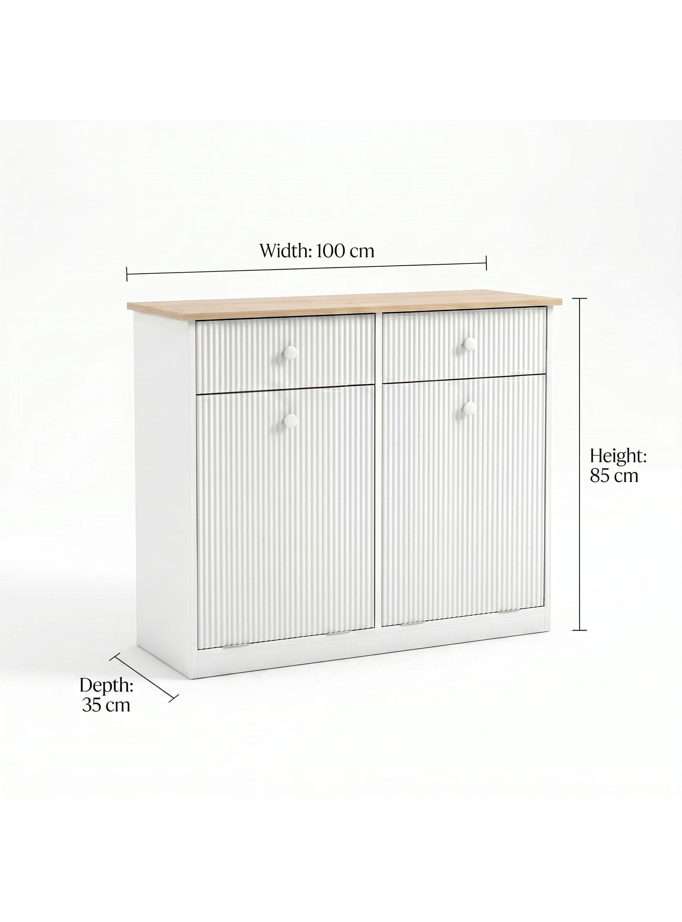Mueble Cocina Depensa Aparador Comedor 2 Cestos Basurero Blanco-2