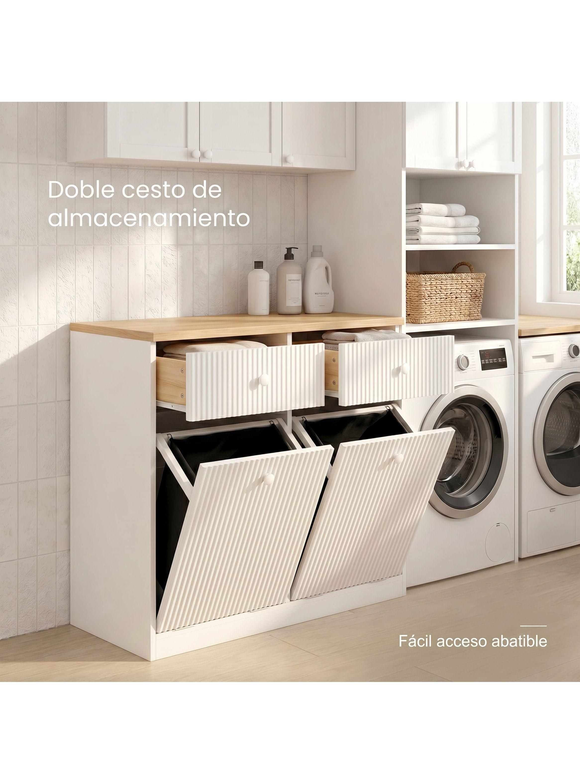 Mueble Cocina Depensa Aparador Comedor 2 Cestos Basurero Blanco-4