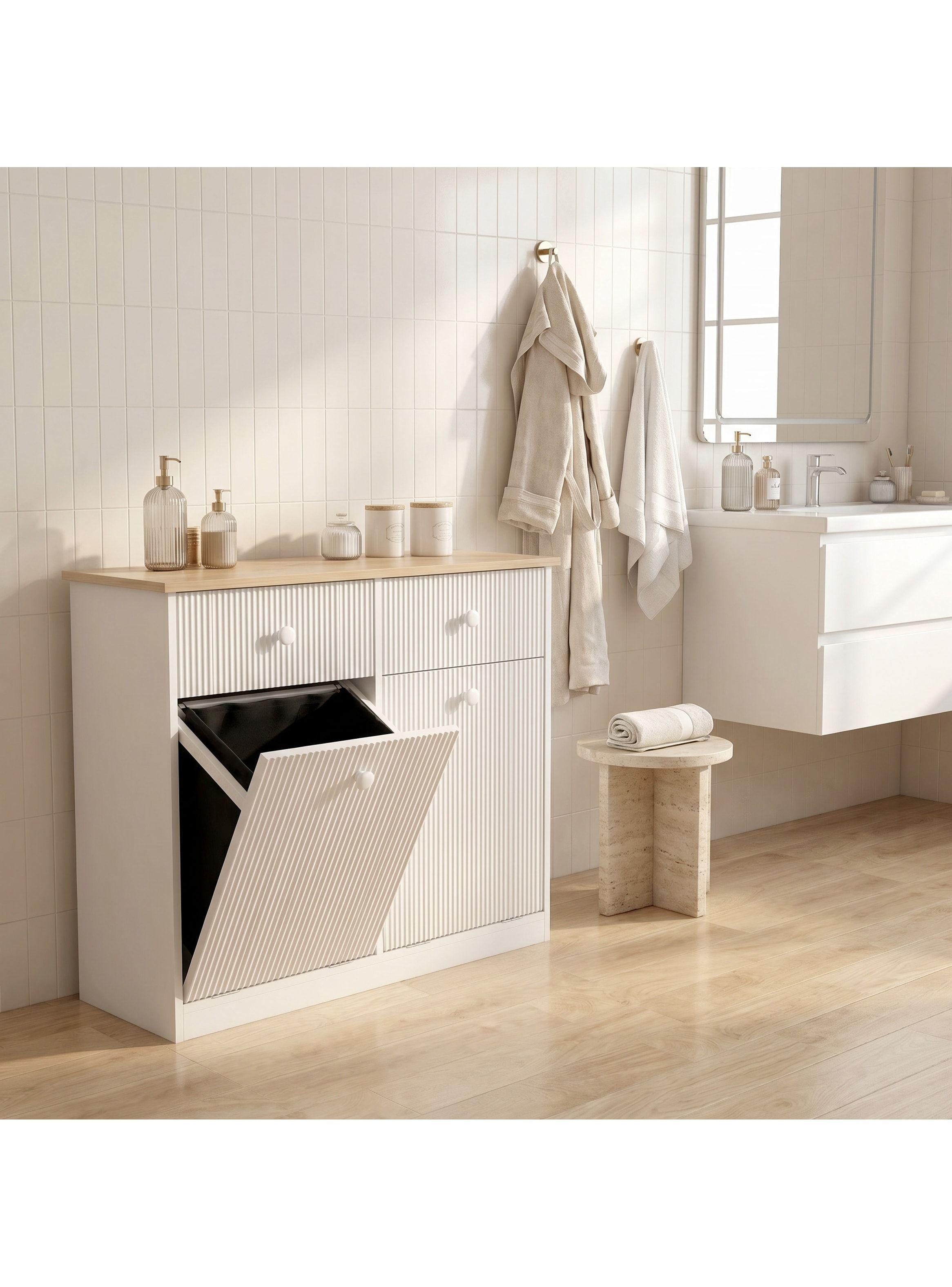 Mueble Cocina Depensa Aparador Comedor 2 Cestos Basurero Blanco-6