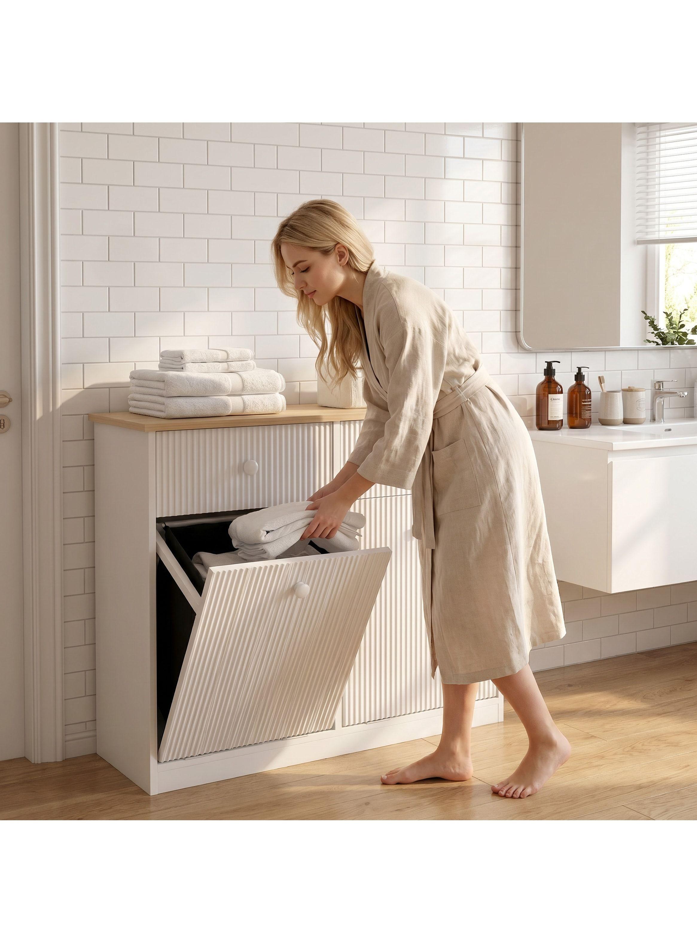 Mueble Cocina Depensa Aparador Comedor 2 Cestos Basurero Blanco-7