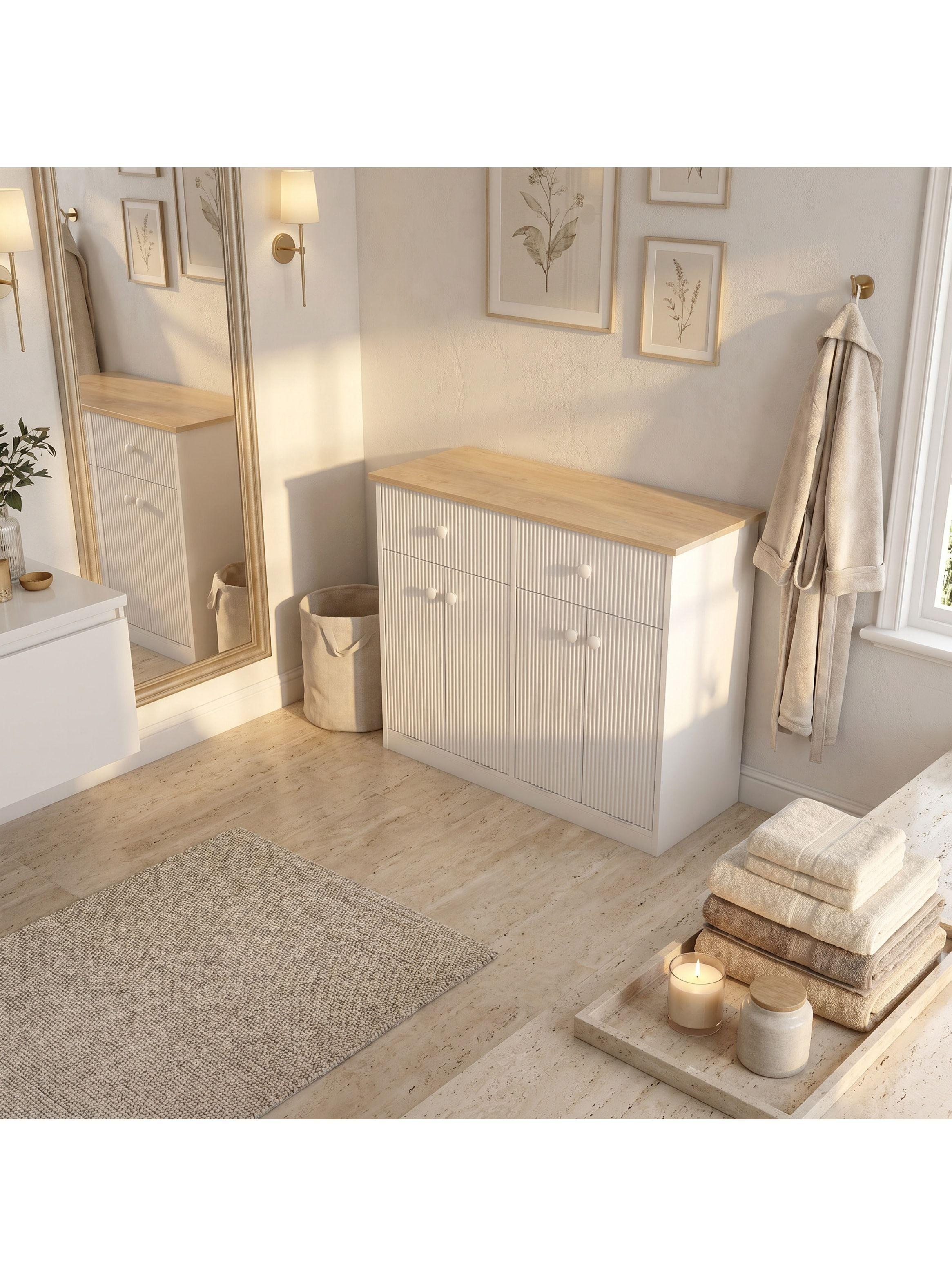 Mueble Cocina Depensa Aparador Comedor 2 Cestos Basurero Blanco-9