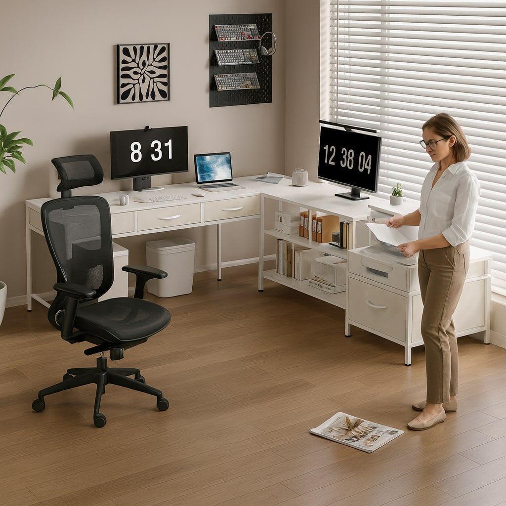 Escritorio Homeoffice Esquinero Forma L Oficina Convertible Blanco-3