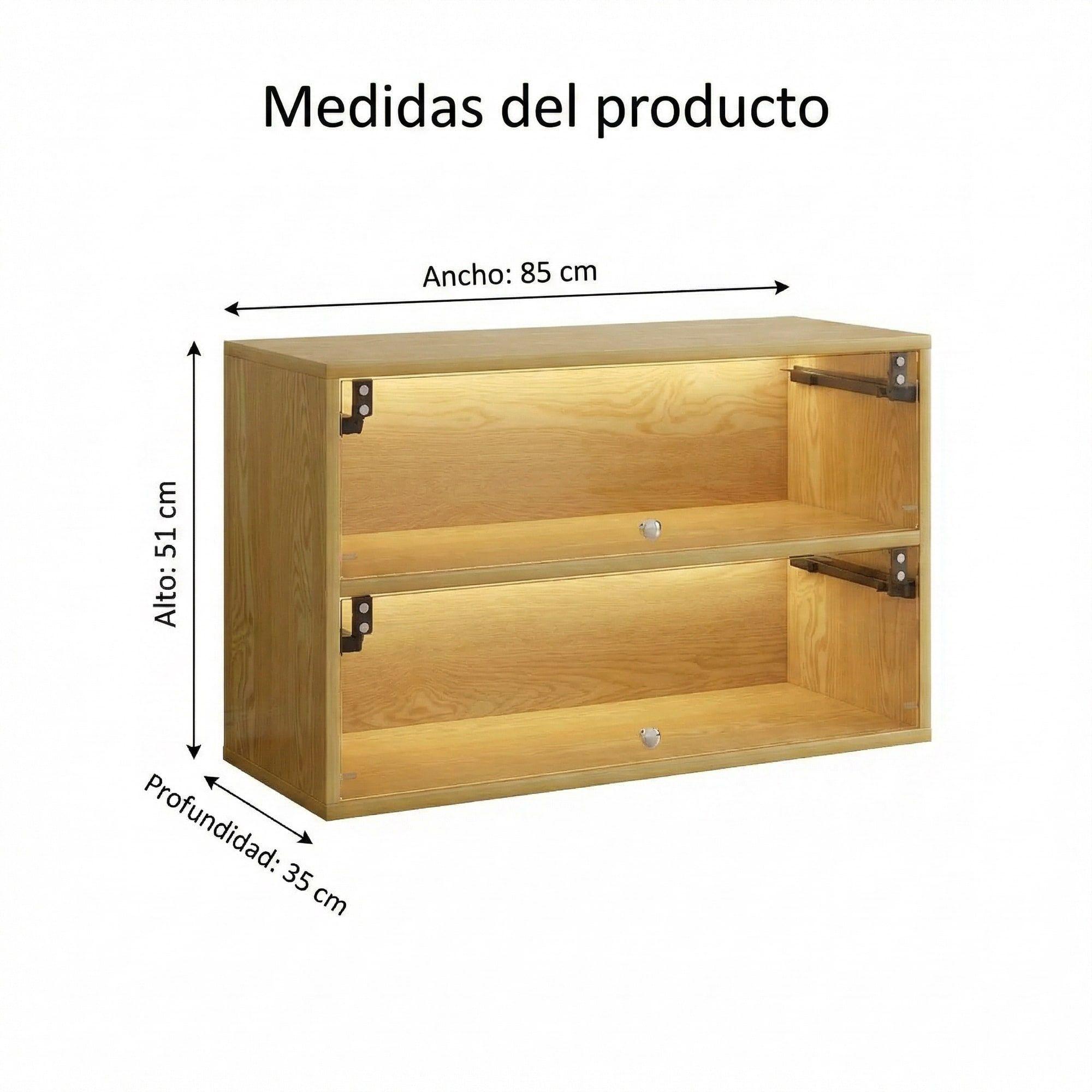 Zapatero 8 Pares Vidrio 85x51x35 Cm Marrón Luz Led Regulable Modulo Combinable-2