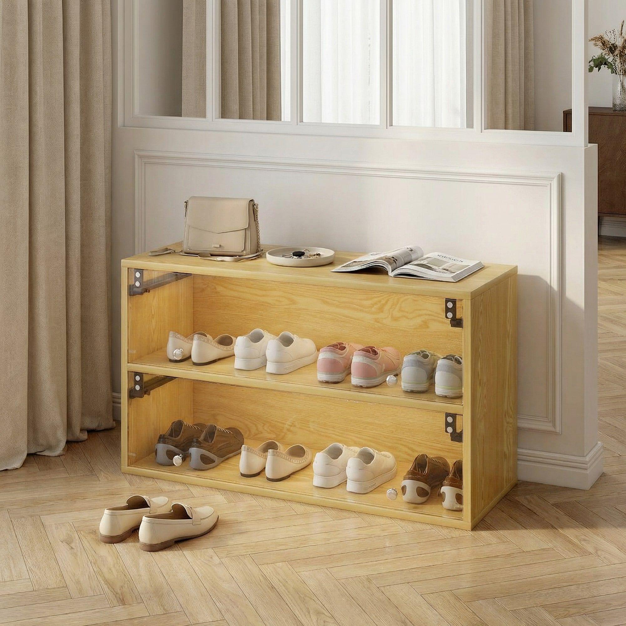 Zapatero 8 Pares Vidrio 85x51x35 Cm Marrón Luz Led Regulable Modulo Combinable-7