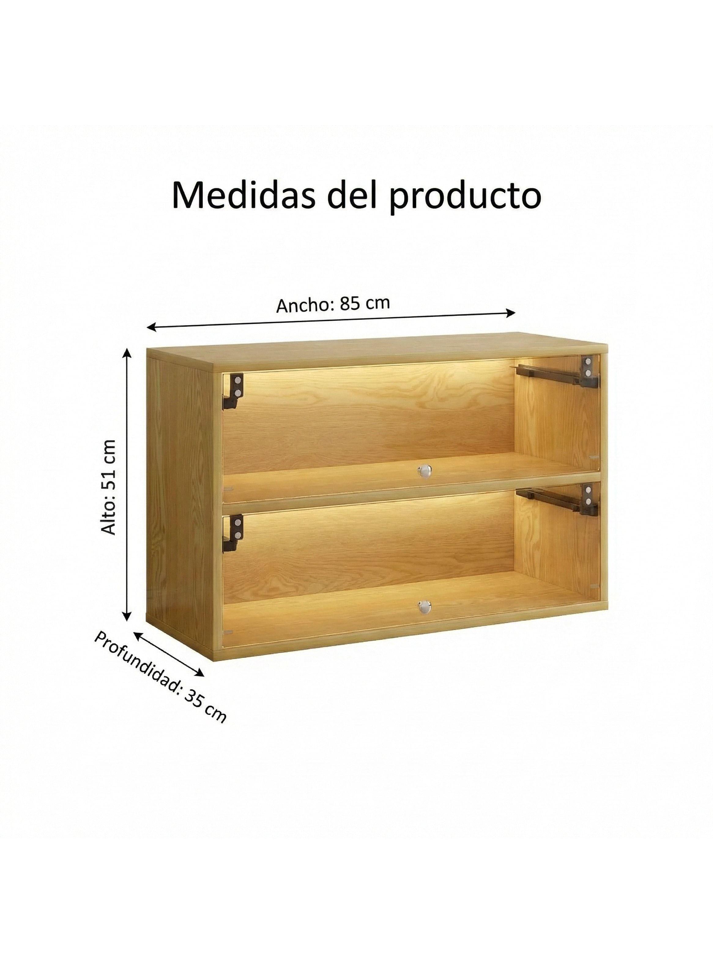 Zapatero 8 Pares Vidrio 85x51x35 Cm Marrón Luz Led Regulable Modulo Combinable-2