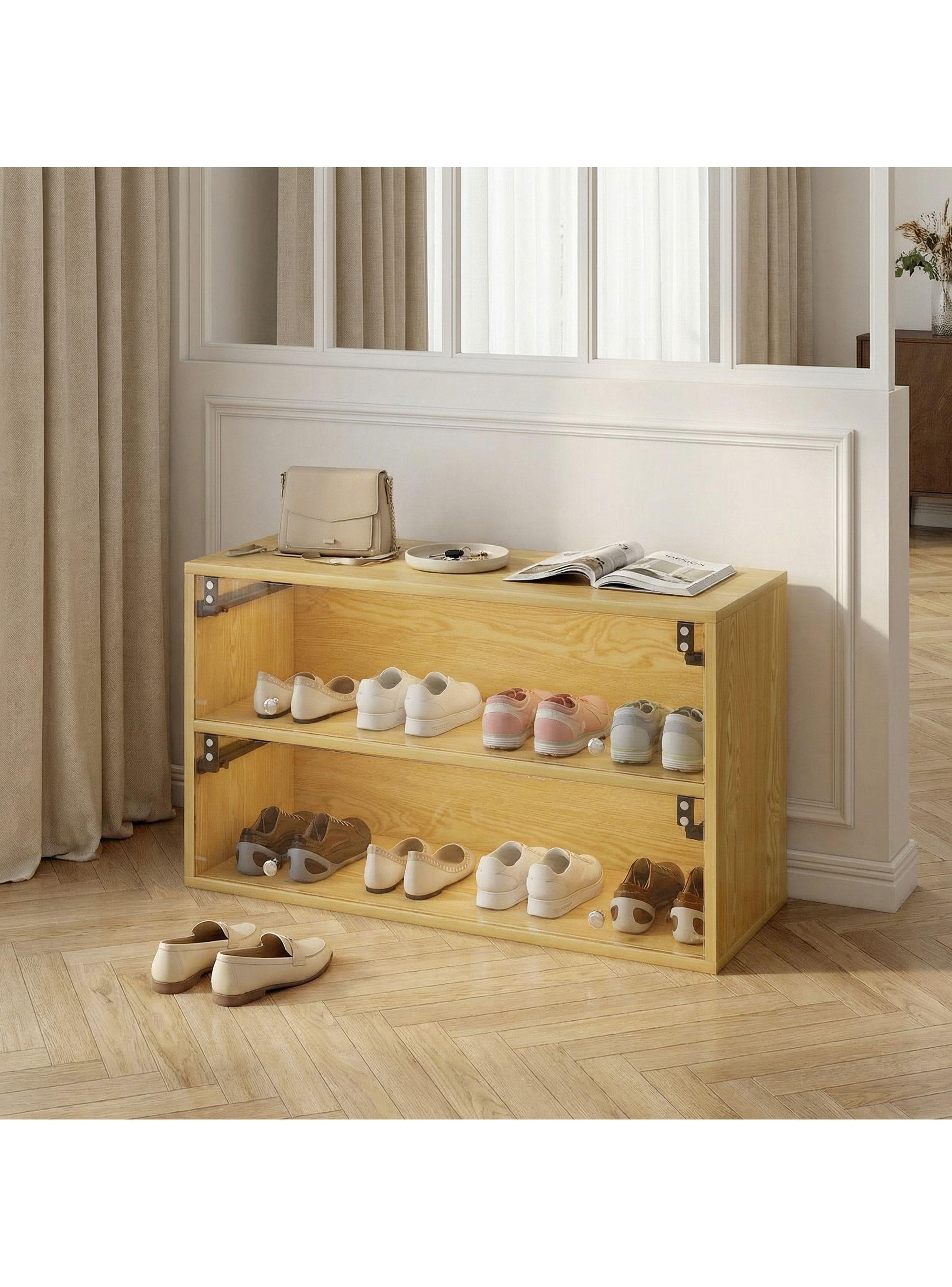 Zapatero 8 Pares Vidrio 85x51x35 Cm Marrón Luz Led Regulable Modulo Combinable-7