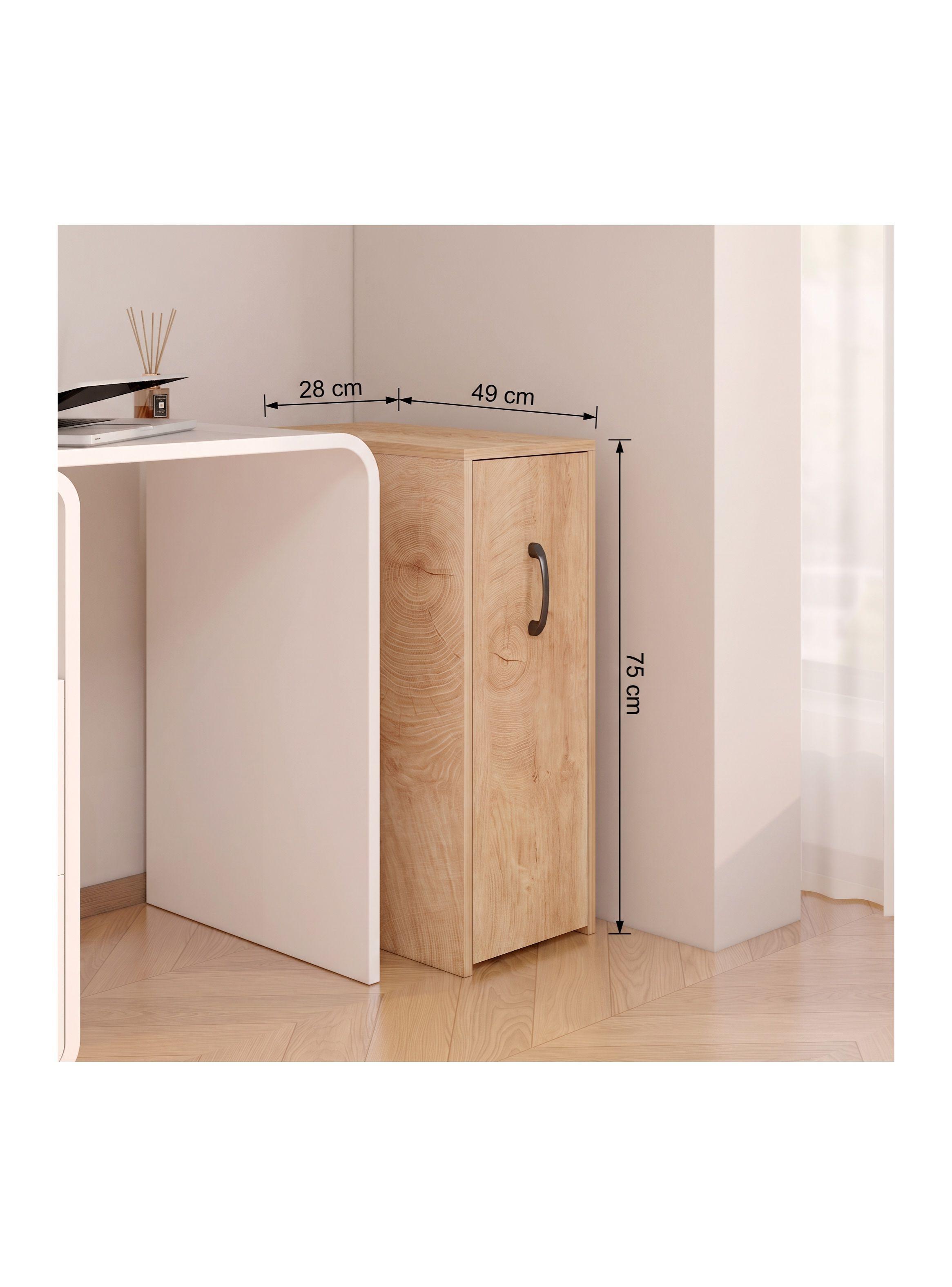 Gabinete Archivador Multifuncional Oficina Ruedas 3 Estantes Madera Clara-3