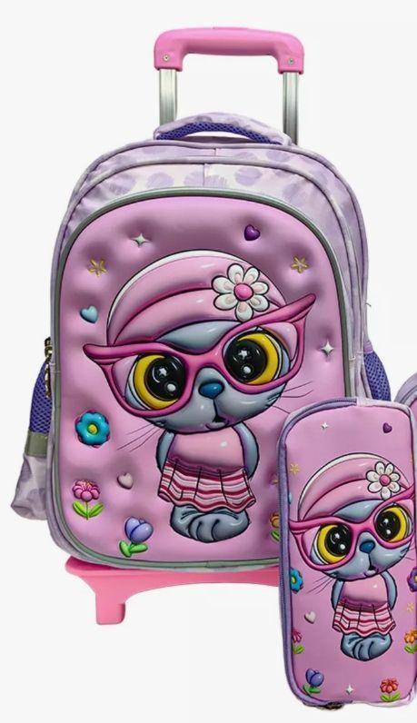 Set 3 Mochila Con Rueda Escolar+lonchera Bolso+cartuchera3d-0