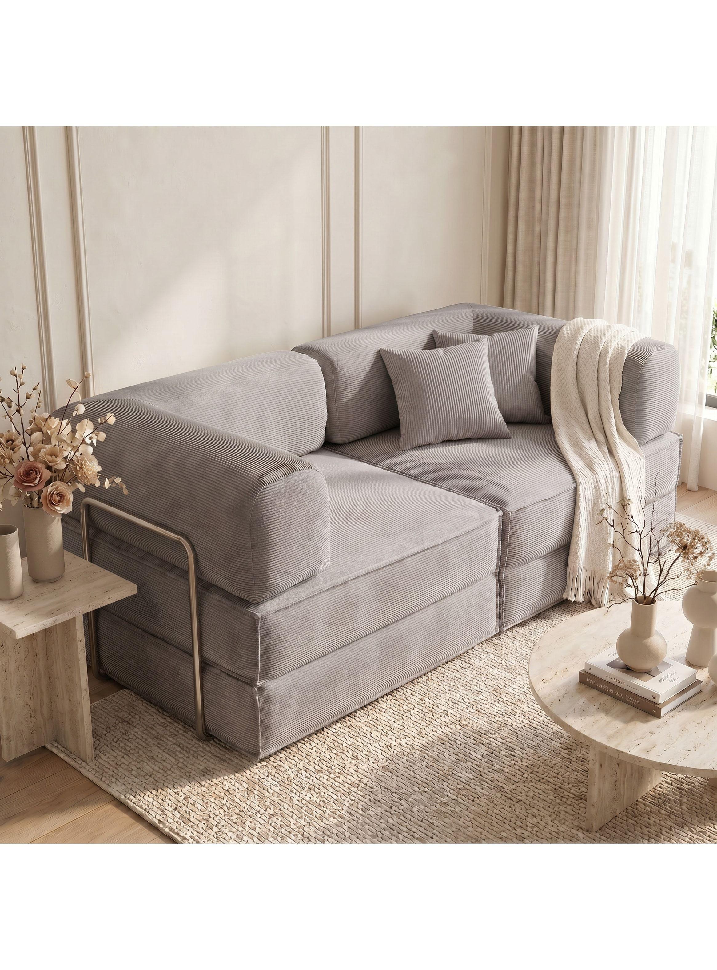 Sofa Cama King Modular 3 En 1 Convertible Alta Tencidad Gris-0