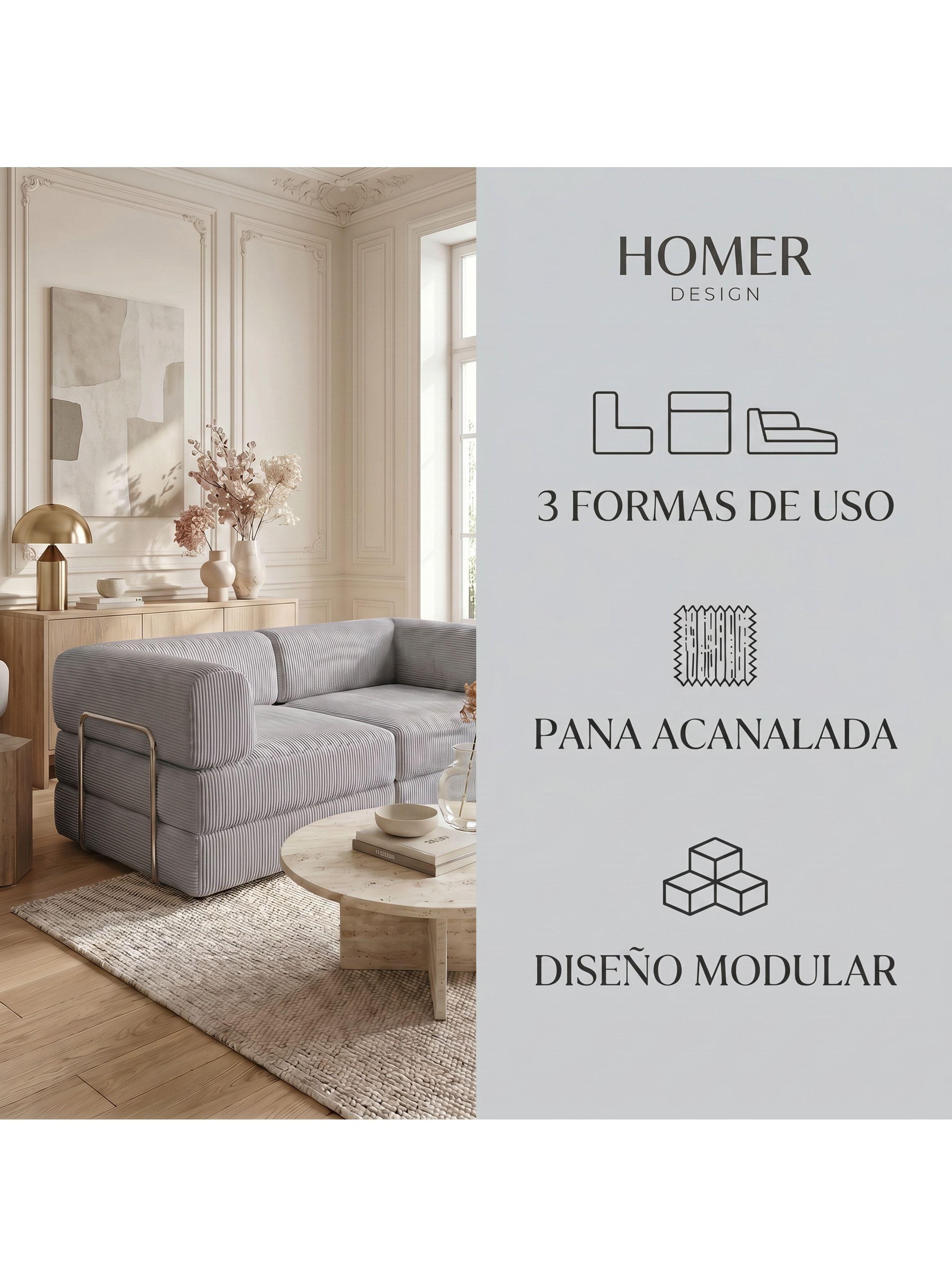 Sofa Cama King Modular 3 En 1 Convertible Alta Tencidad Gris-3