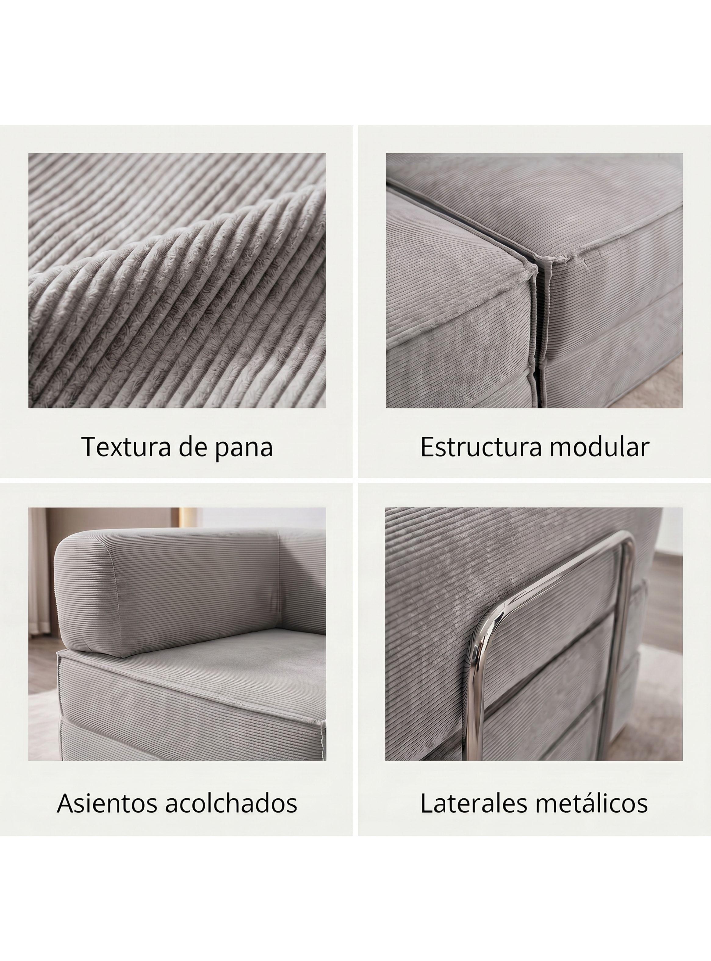 Sofa Cama King Modular 3 En 1 Convertible Alta Tencidad Gris-5