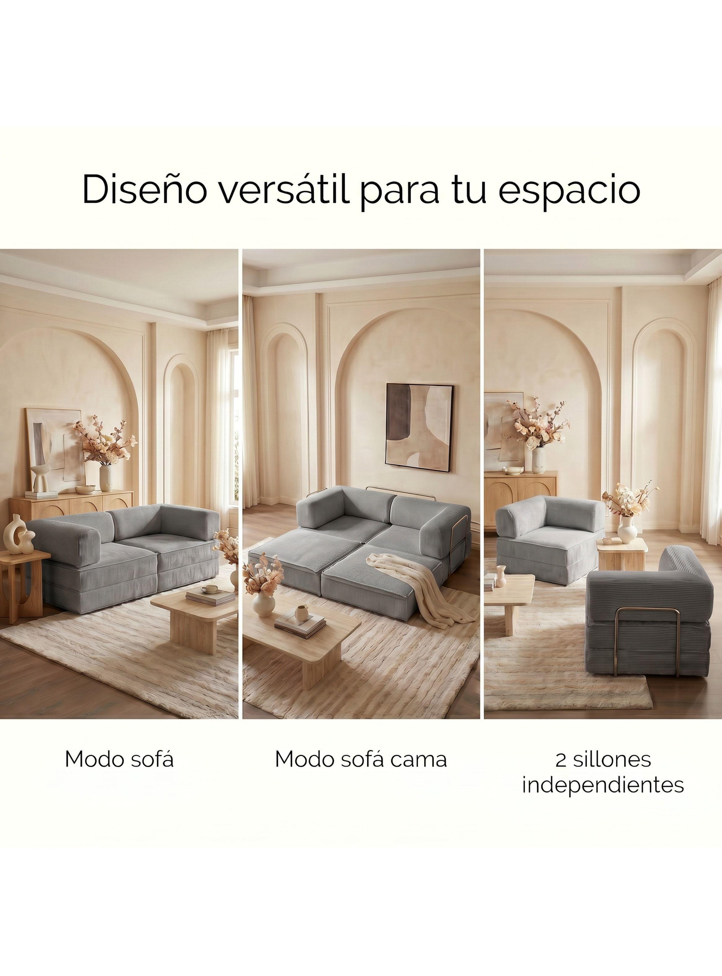 Sofa Cama King Modular 3 En 1 Convertible Alta Tencidad Gris-9