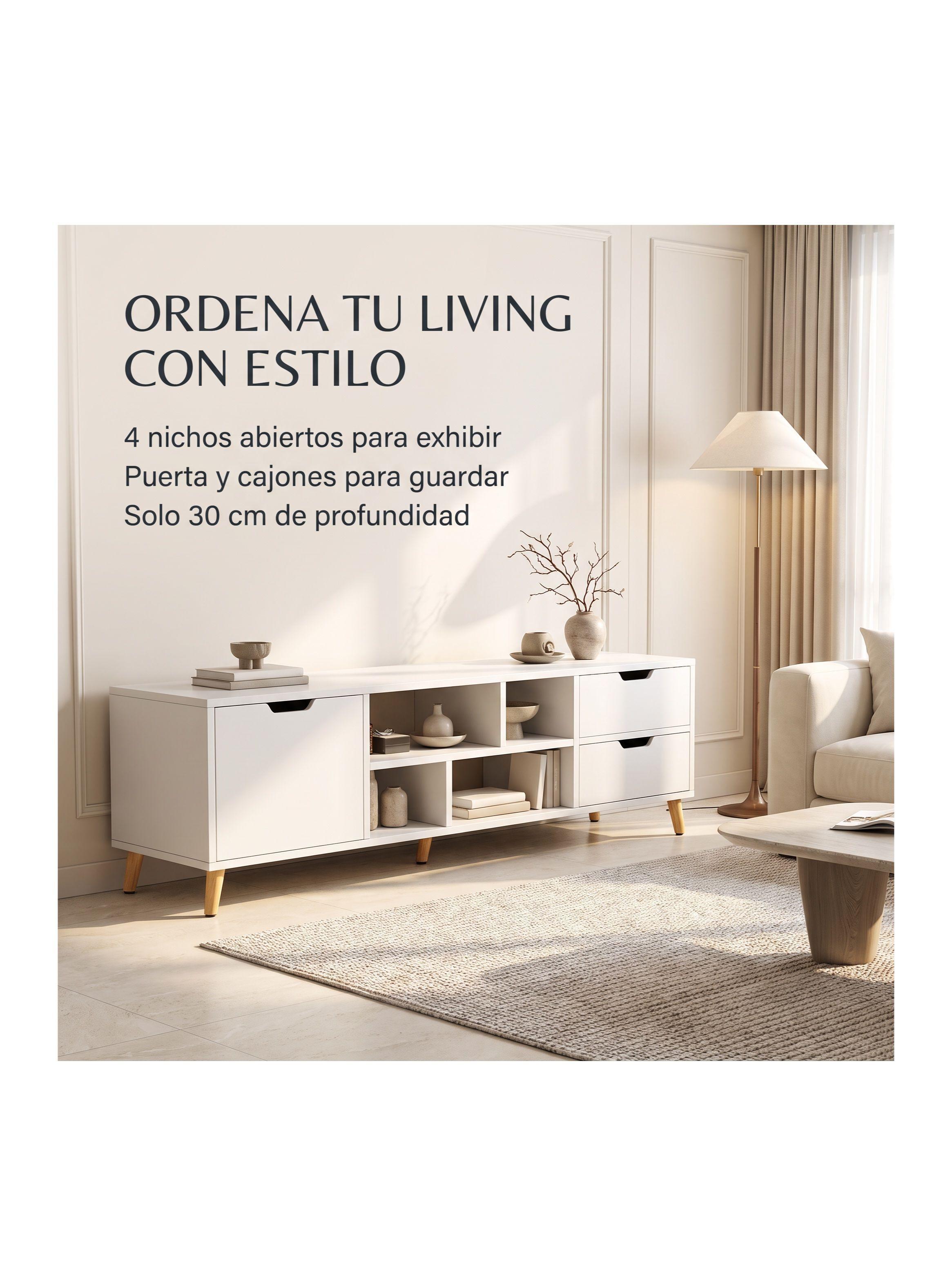 Rack TV Matteo 120 Cm Con 1 Puerta 2 Cajones Y Estantes-7