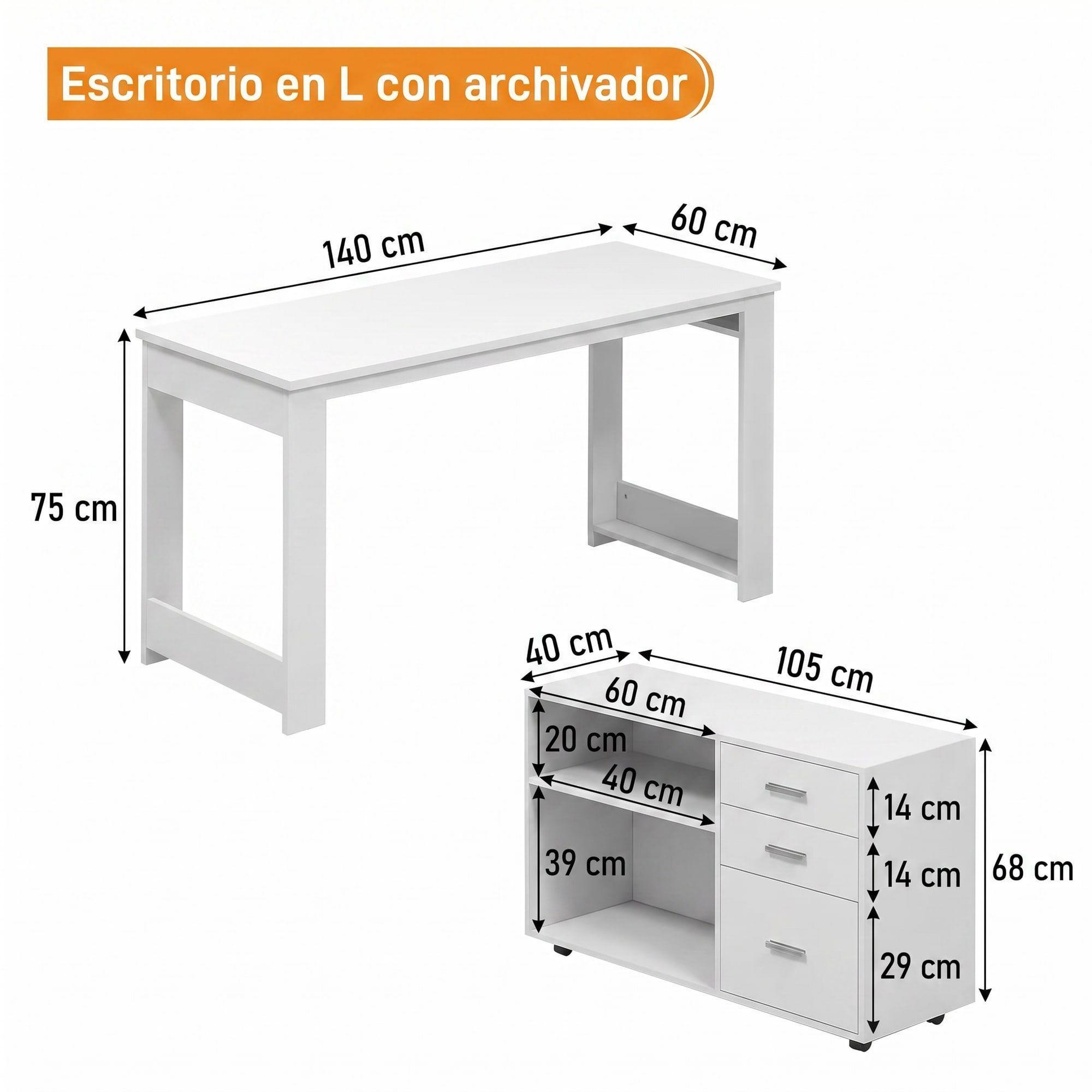 Homer Design Escritorio Multifuncional Con Archivero Transformable 140cm Color Blanco-1