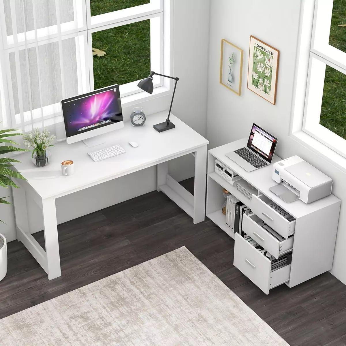 Homer Design Escritorio Multifuncional Con Archivero Transformable 140cm Color Blanco-3