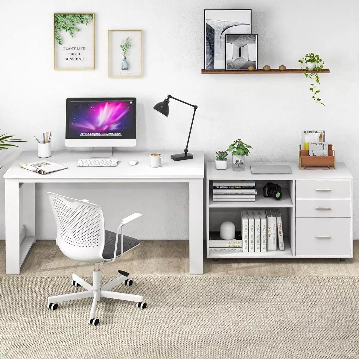 Homer Design Escritorio Multifuncional Con Archivero Transformable 140cm Color Blanco-5