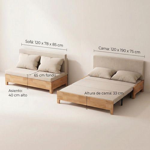 Sofa Cama 2 Cuerpo Con Alcenamiento 120cm Ancho Hecho Madera Balnco Liso-2