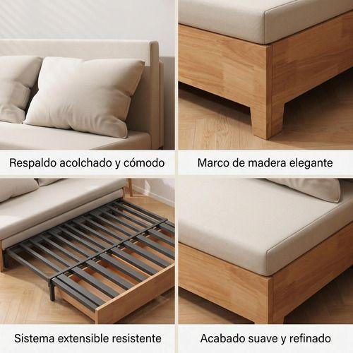 Sofa Cama 2 Cuerpo Con Alcenamiento 120cm Ancho Hecho Madera Balnco Liso-4