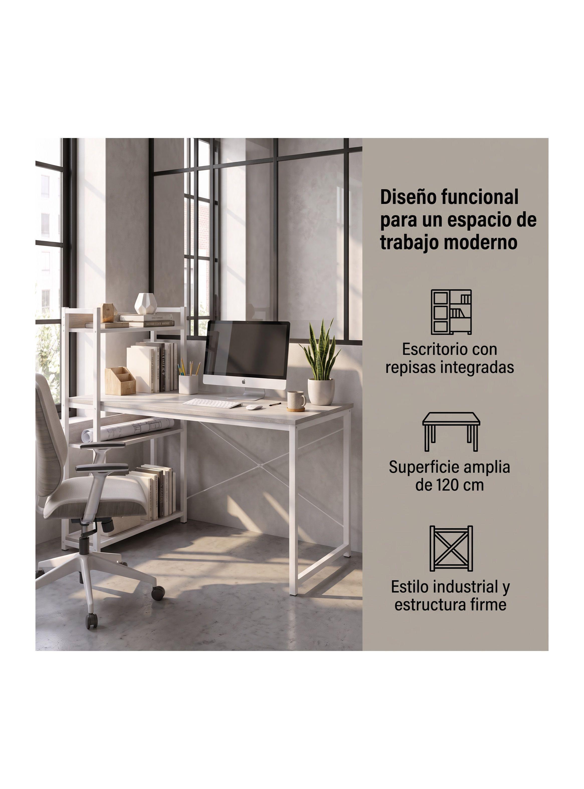 Escritorio H Oficina Madera Espesor 18mm 120cm X 55cm X 72cm Gris H120AHUI-1