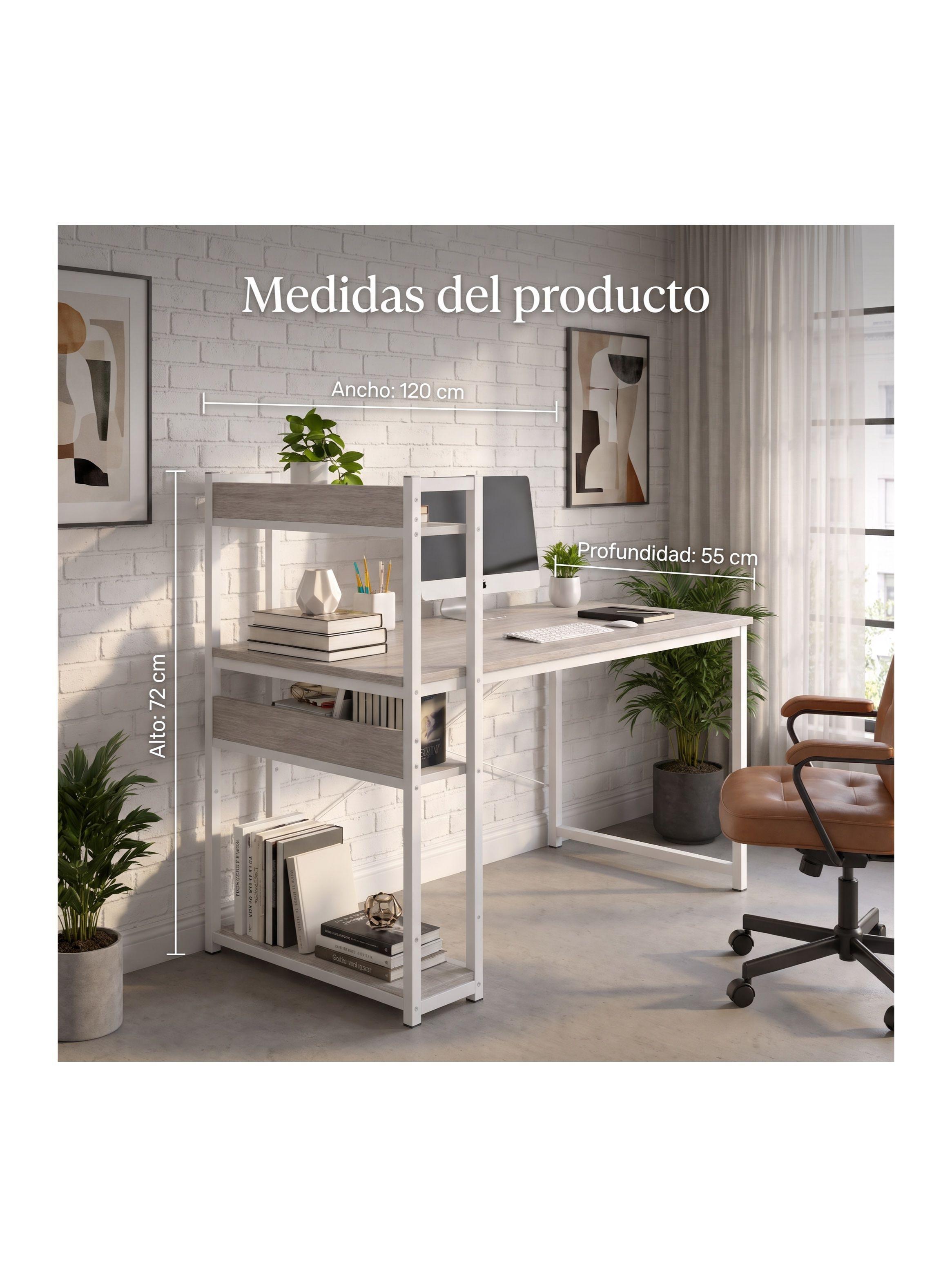 Escritorio H Oficina Madera Espesor 18mm 120cm X 55cm X 72cm Gris H120AHUI-2