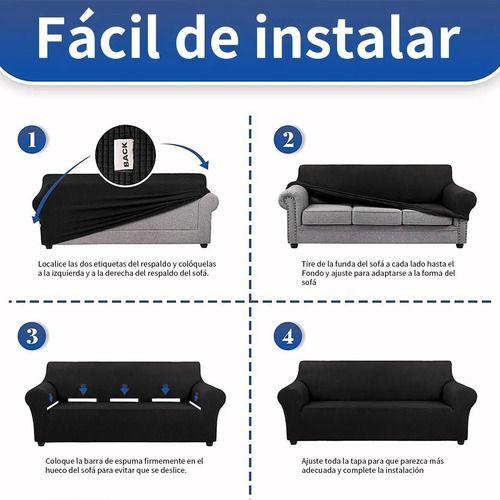 Funda Protectora Para Sofá De 4 Cuerpos Tela Gruesa Premium Gris Claro-2