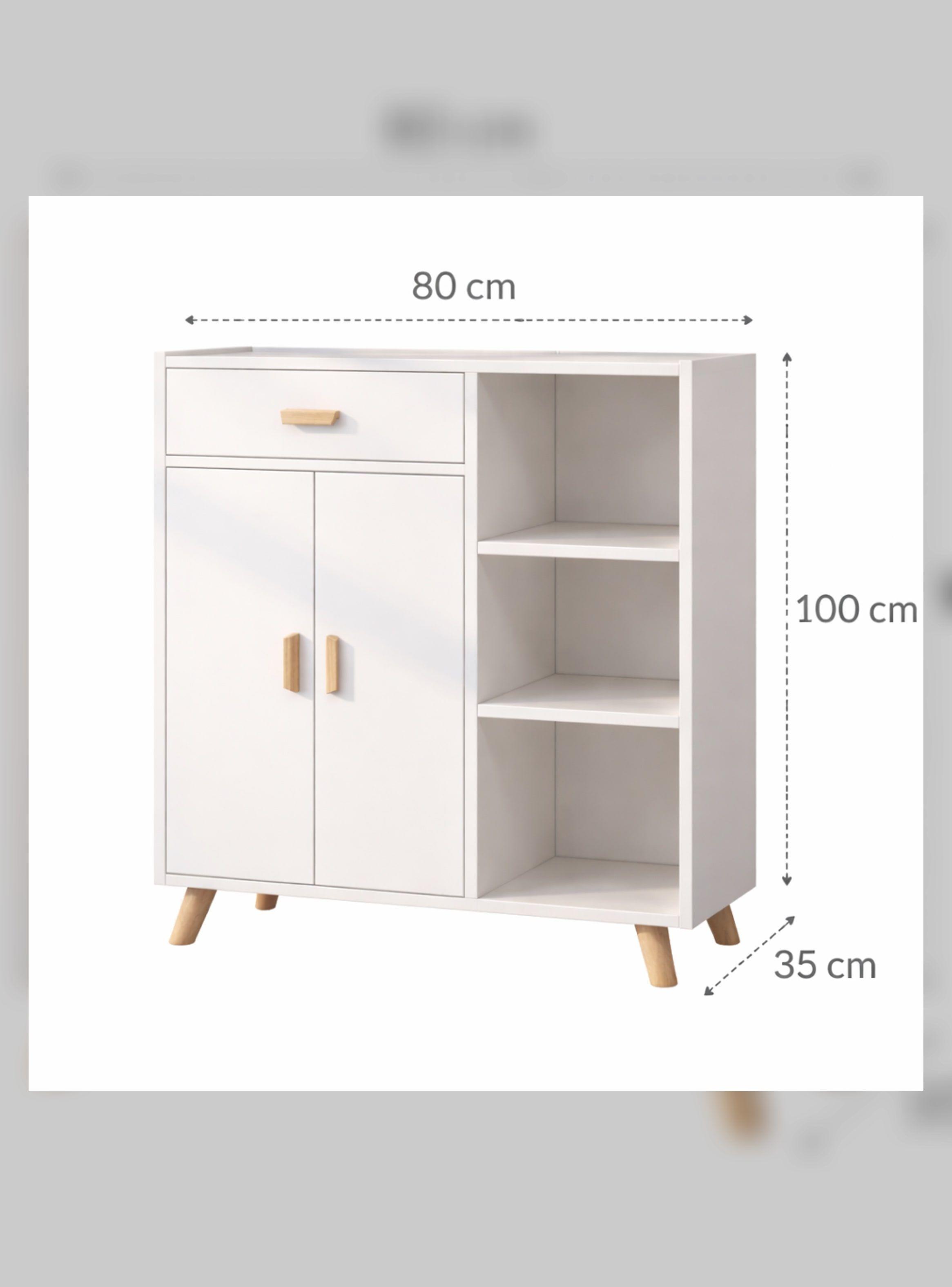 Aparador De Cocina Con Cajón, Puertas Y Repisas Comoda Color Blanco-4