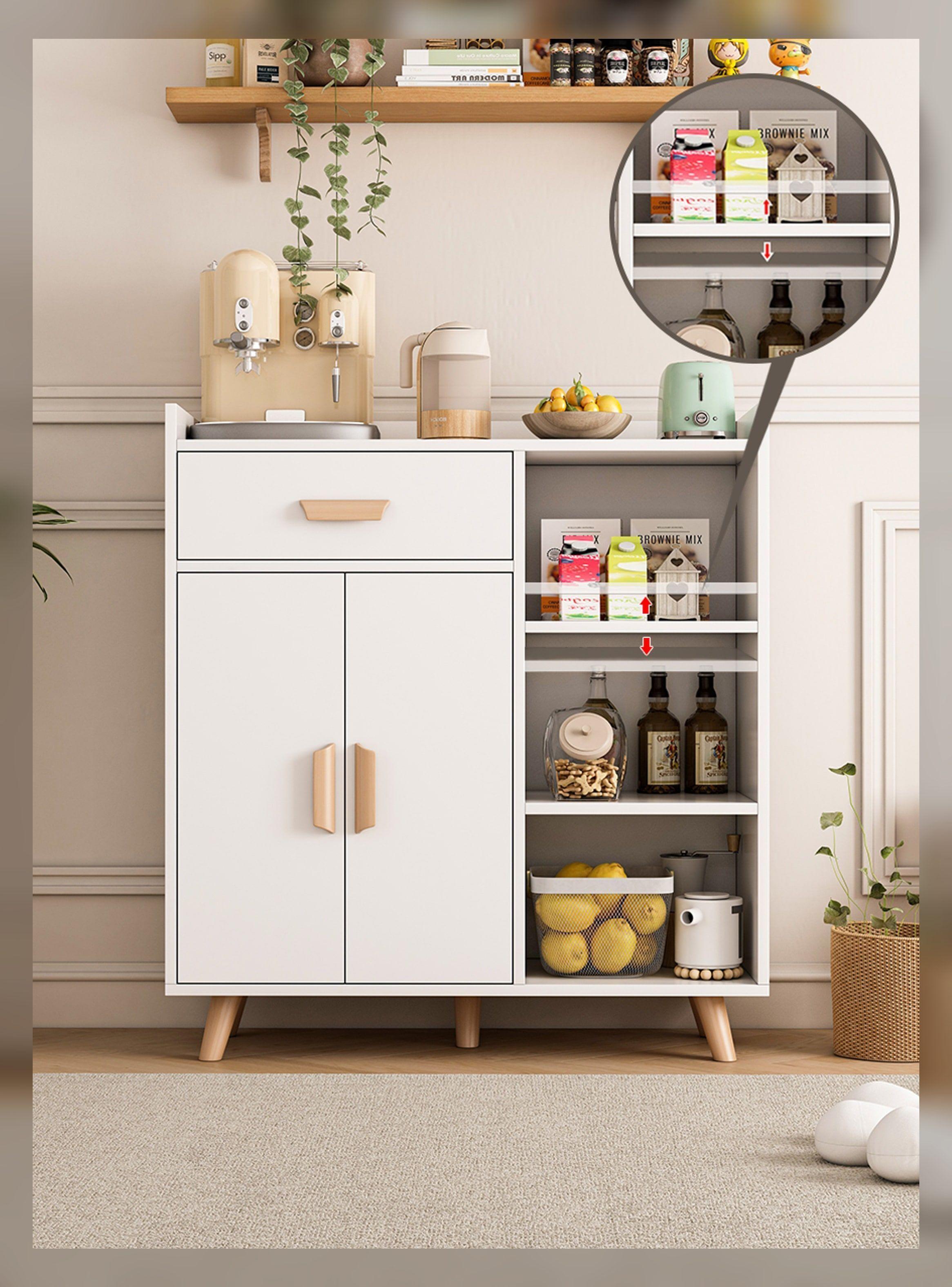 Aparador De Cocina Con Cajón, Puertas Y Repisas Comoda Color Blanco-5