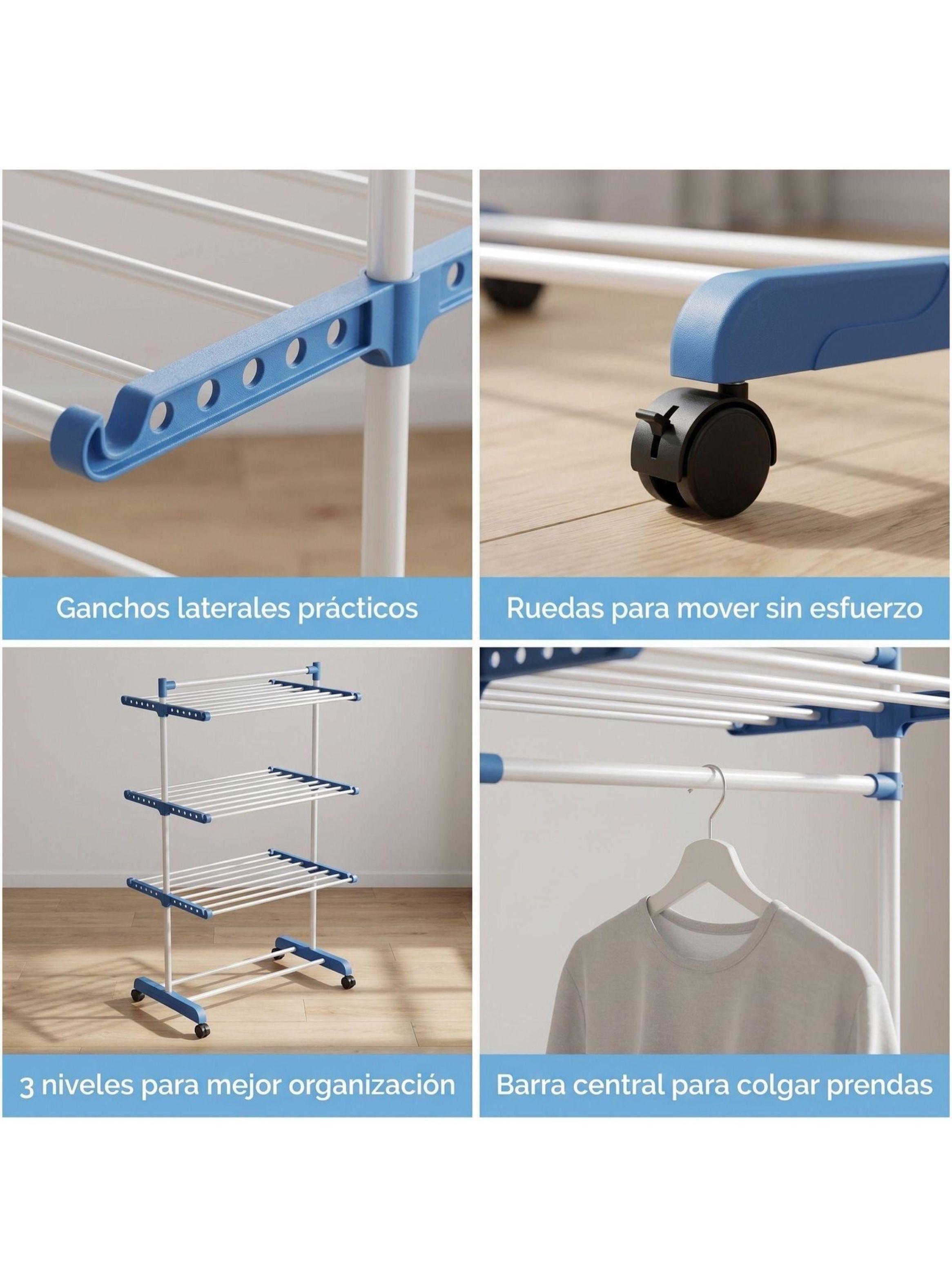 Tendedero Ropa Colgador Pechero Plegable 3 Niveles-4