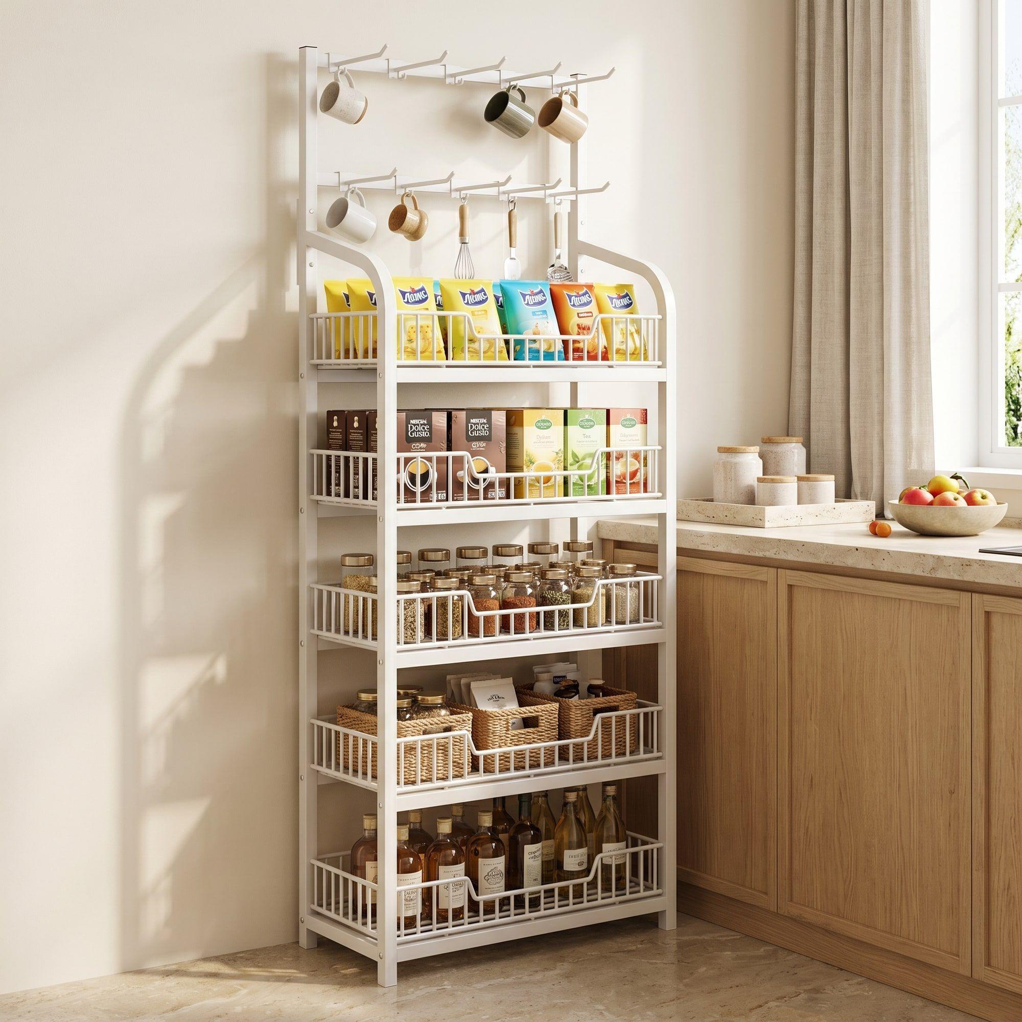 Estante Organizador Metálico Blanco 5 Niveles 60x27x166 Cm Blanco-0