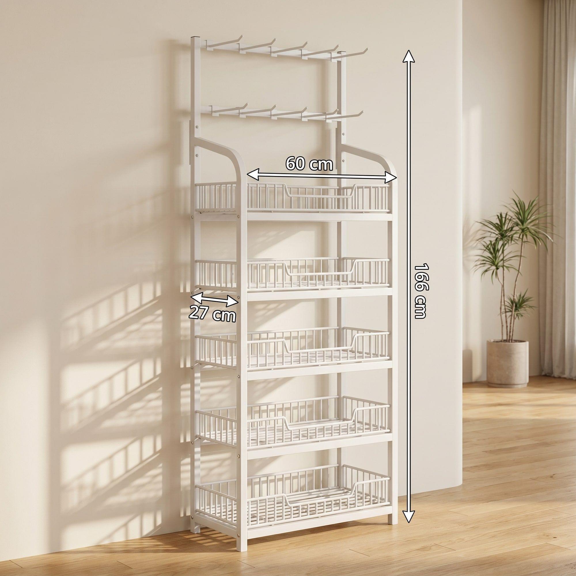 Estante Organizador Metálico Blanco 5 Niveles 60x27x166 Cm Blanco-2