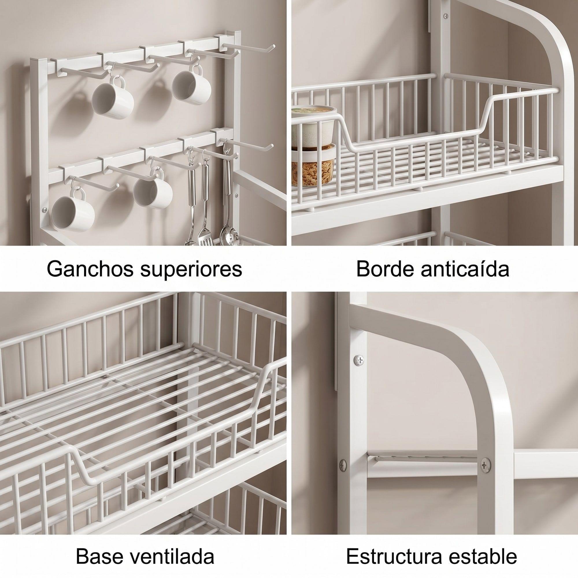 Estante Organizador Metálico Blanco 5 Niveles 60x27x166 Cm Blanco-3