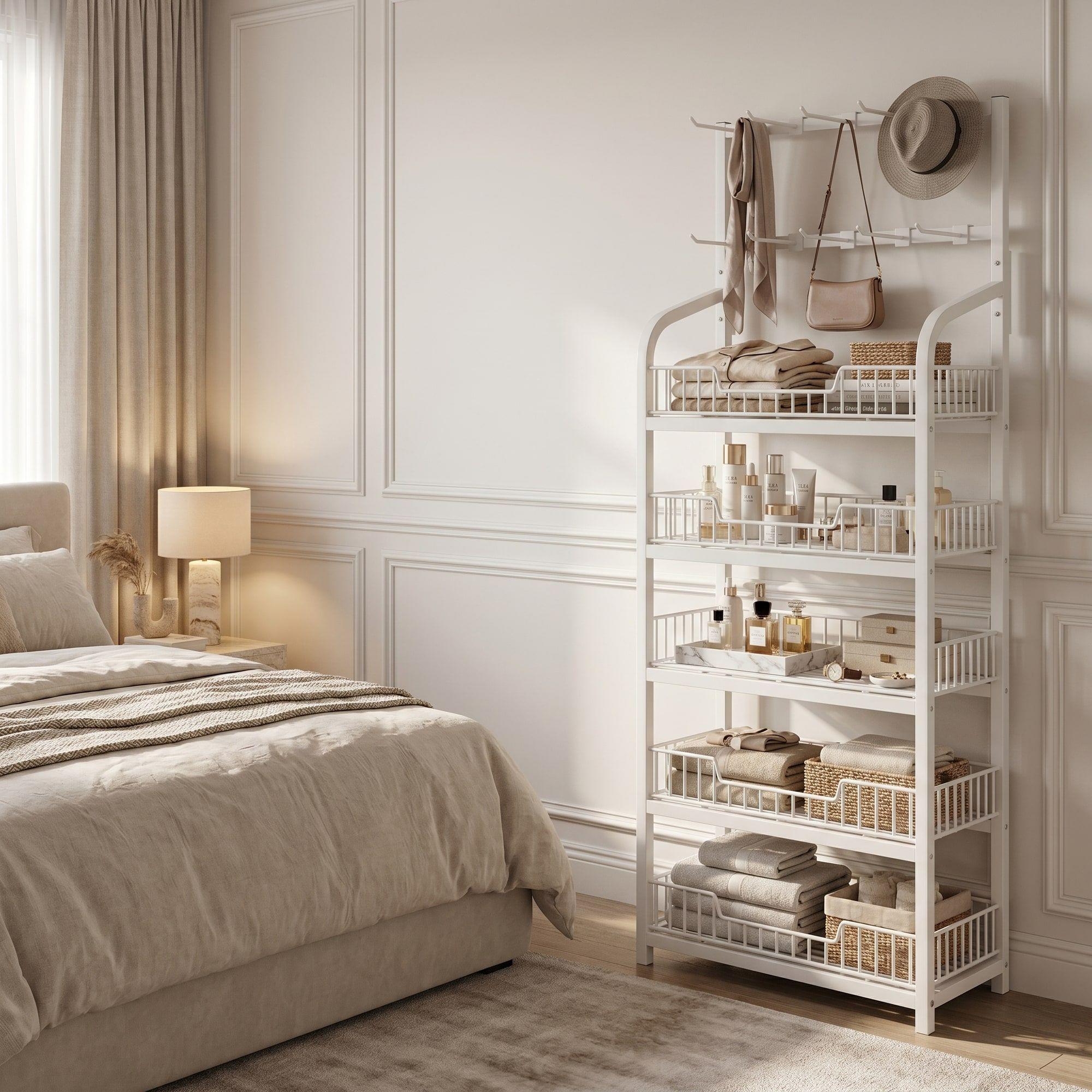 Estante Organizador Metálico Blanco 5 Niveles 60x27x166 Cm Blanco-7