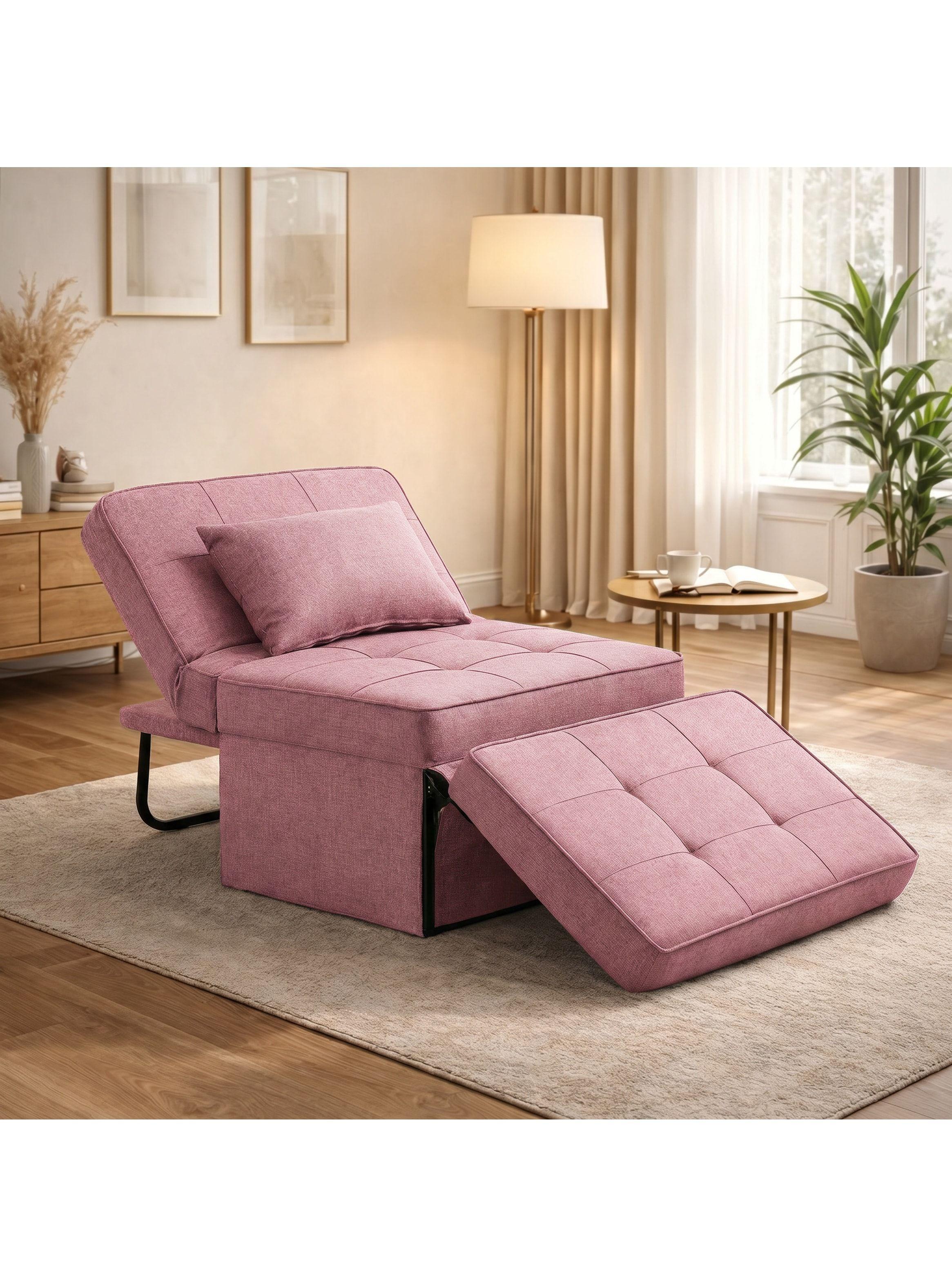 Sofá Cama 4 en 1 Reclinable Convertible Rosa-4