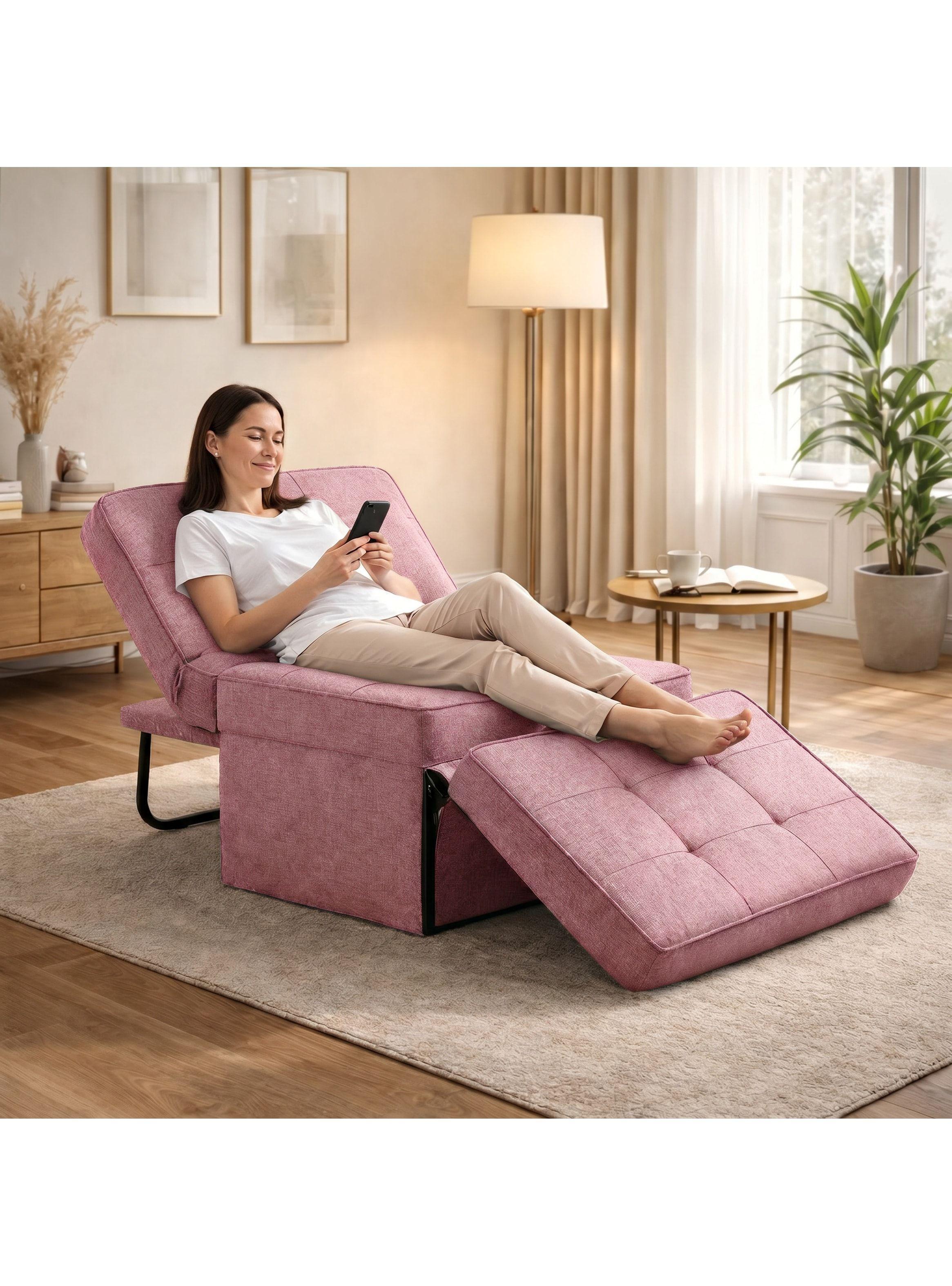 Sofá Cama 4 en 1 Reclinable Convertible Rosa-5