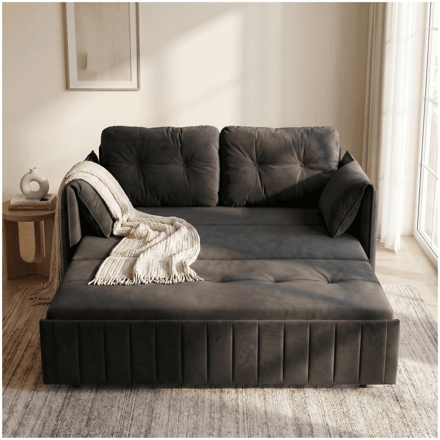 Sofa Cama 170cm tela tecnica Base De Fierro con Almacenamiento NEGRO-0