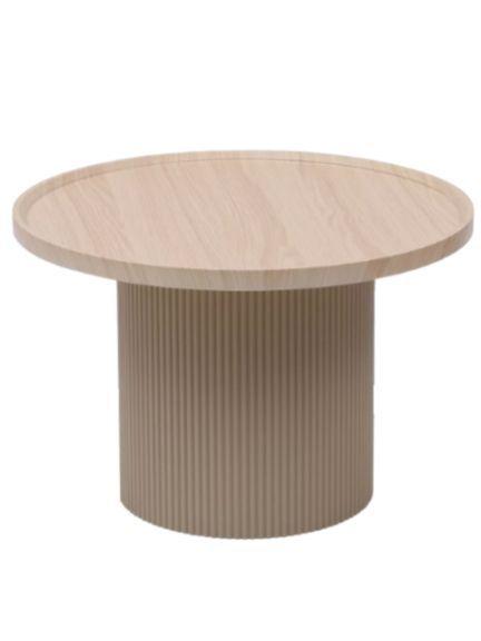 Juego Mesa De Centro Lateral Living Redonda Doble Melamina Color Marrón claro-6