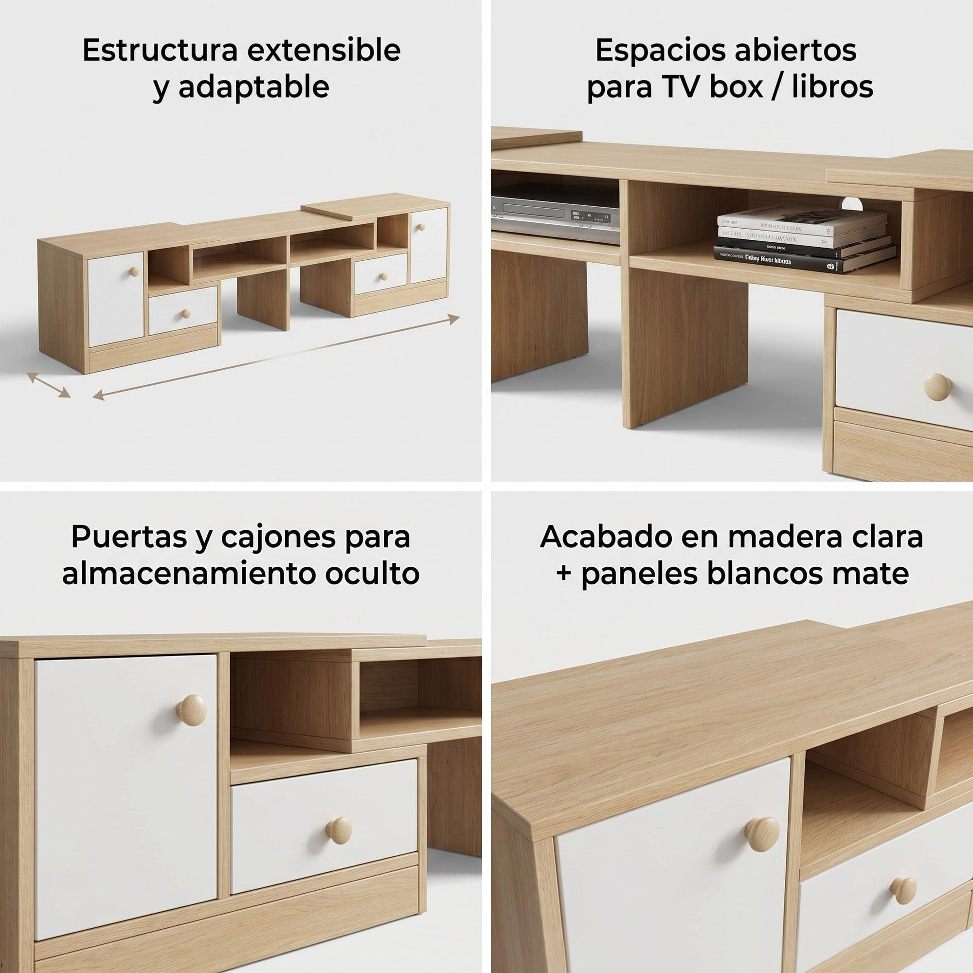 Rack Tv Esquinero Ancho Extendible 153-218cm Vanguardia-4