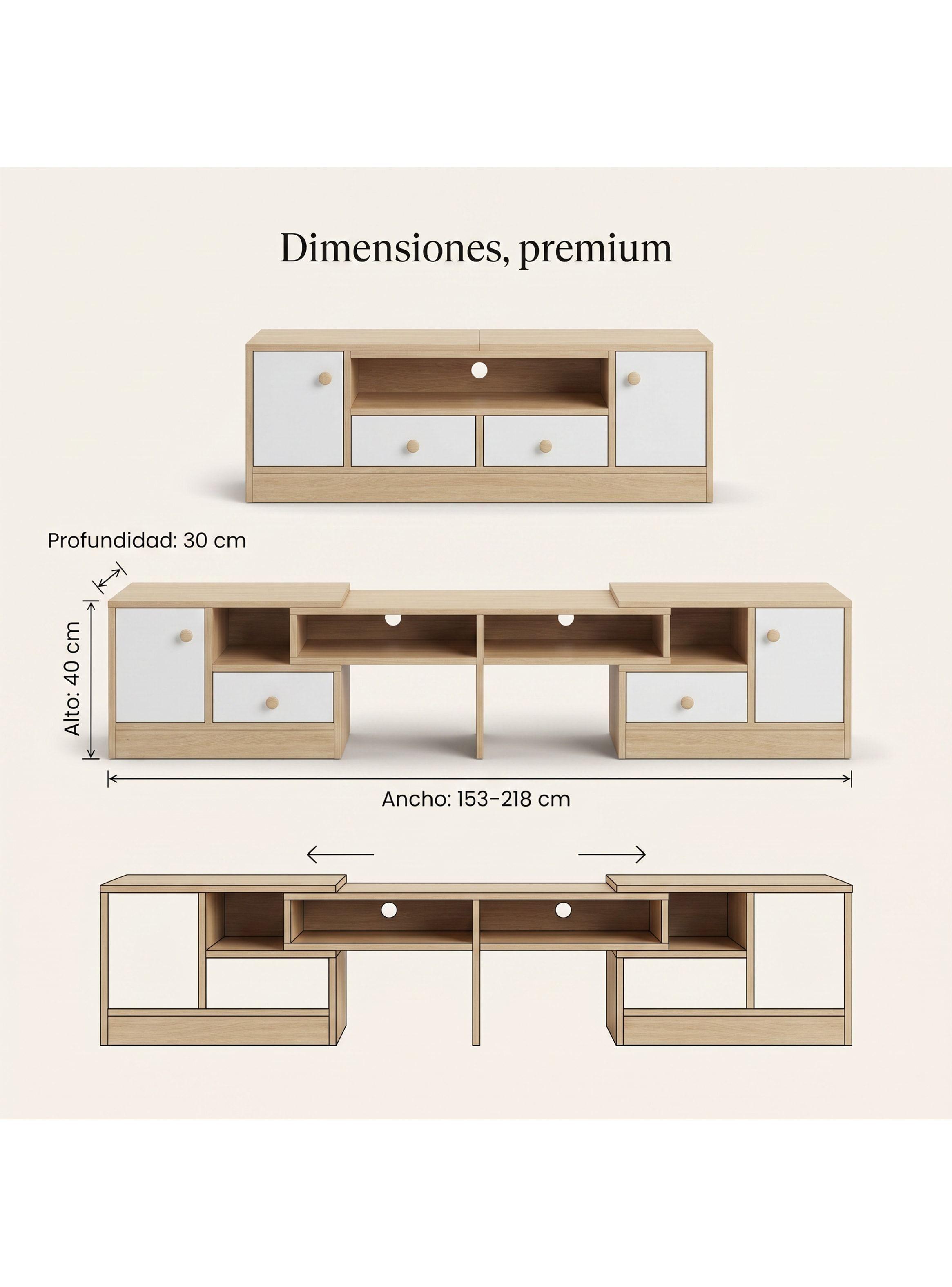 Rack Tv Esquinero Ancho Extendible 153-218cm Vanguardia-3