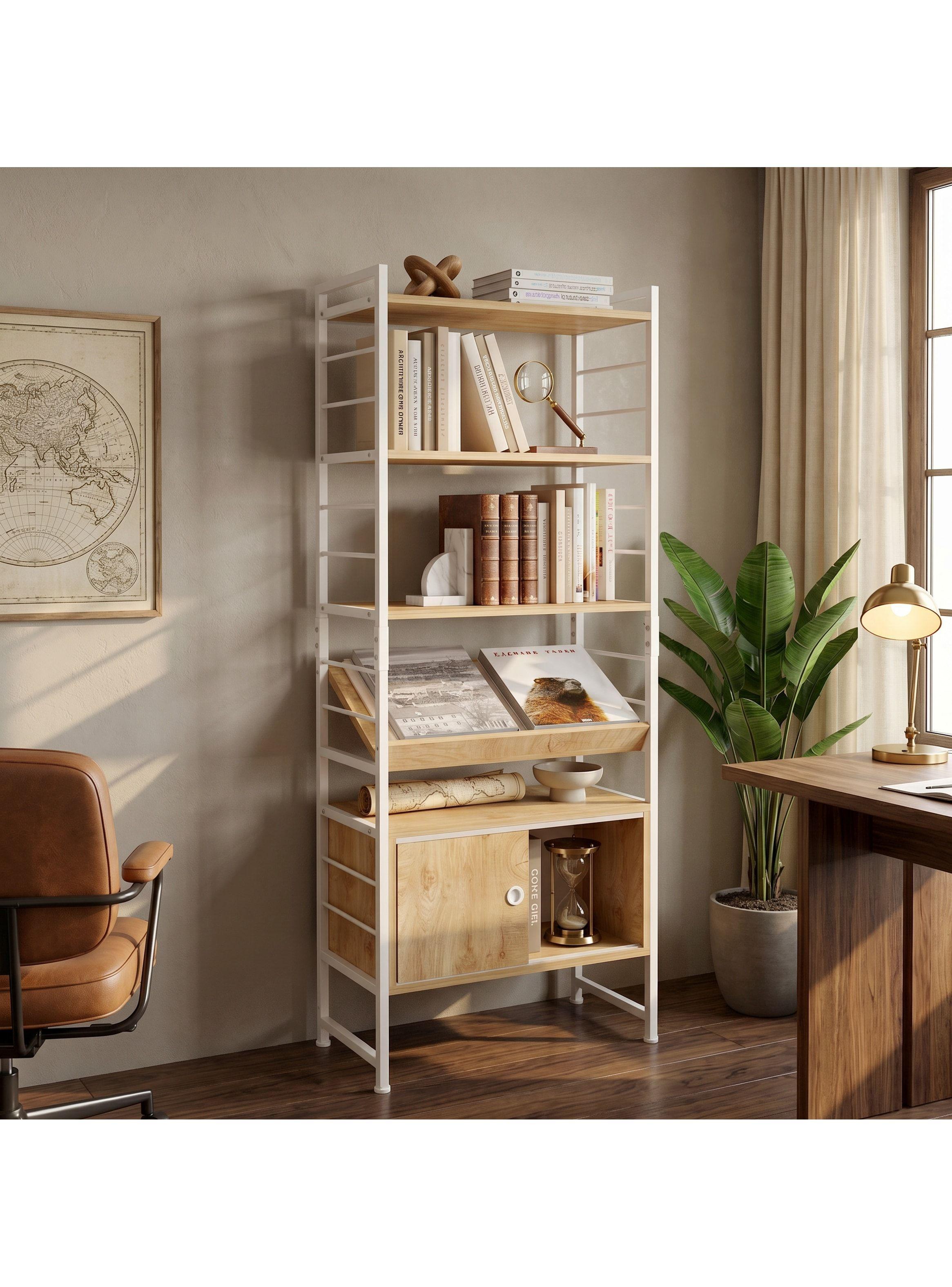 Repisa Biblioteca Organizador Estante Puerta Delizante 160cm Marrón-0