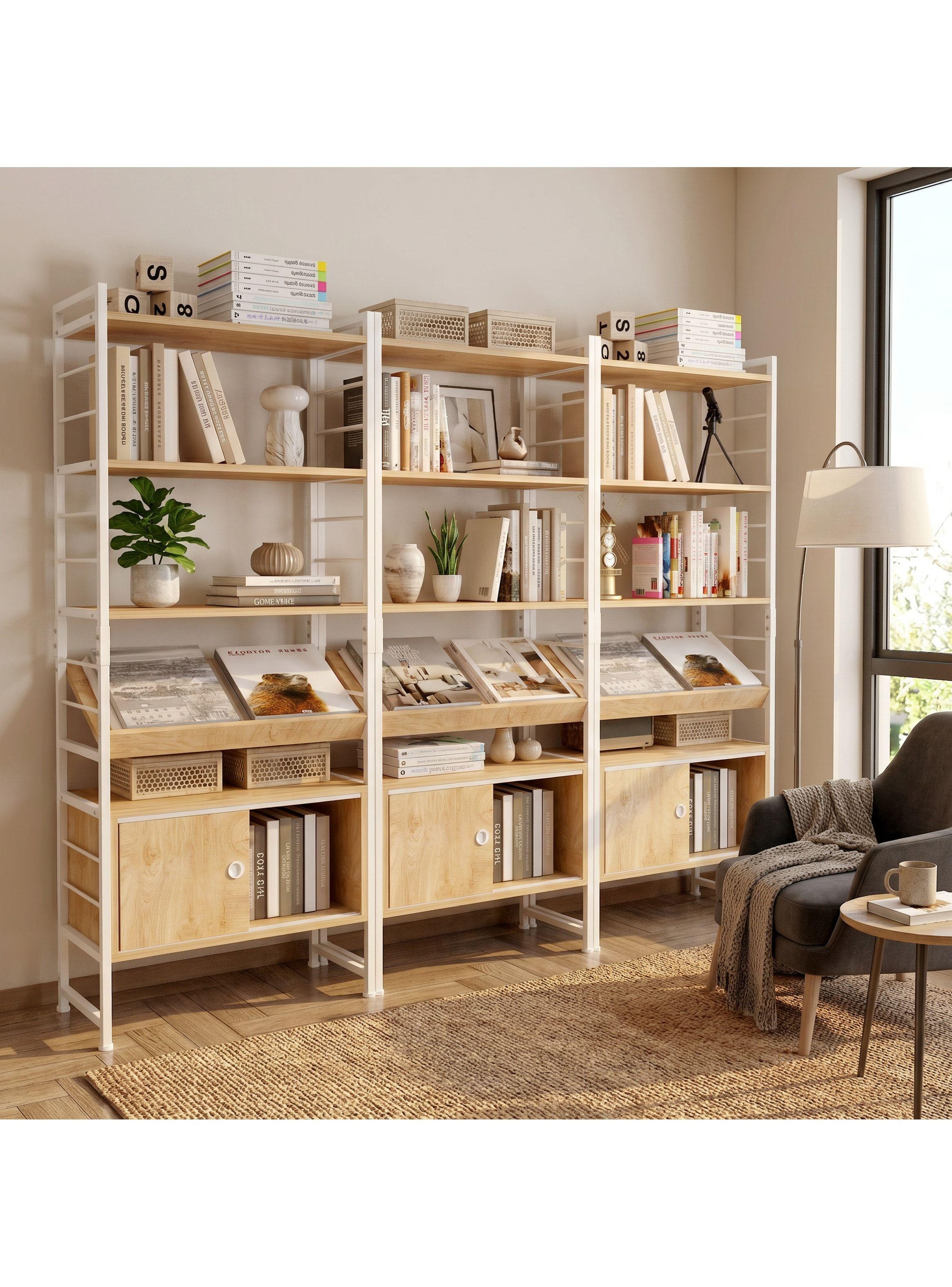 Repisa Biblioteca Organizador Estante Puerta Delizante 160cm Marrón-6