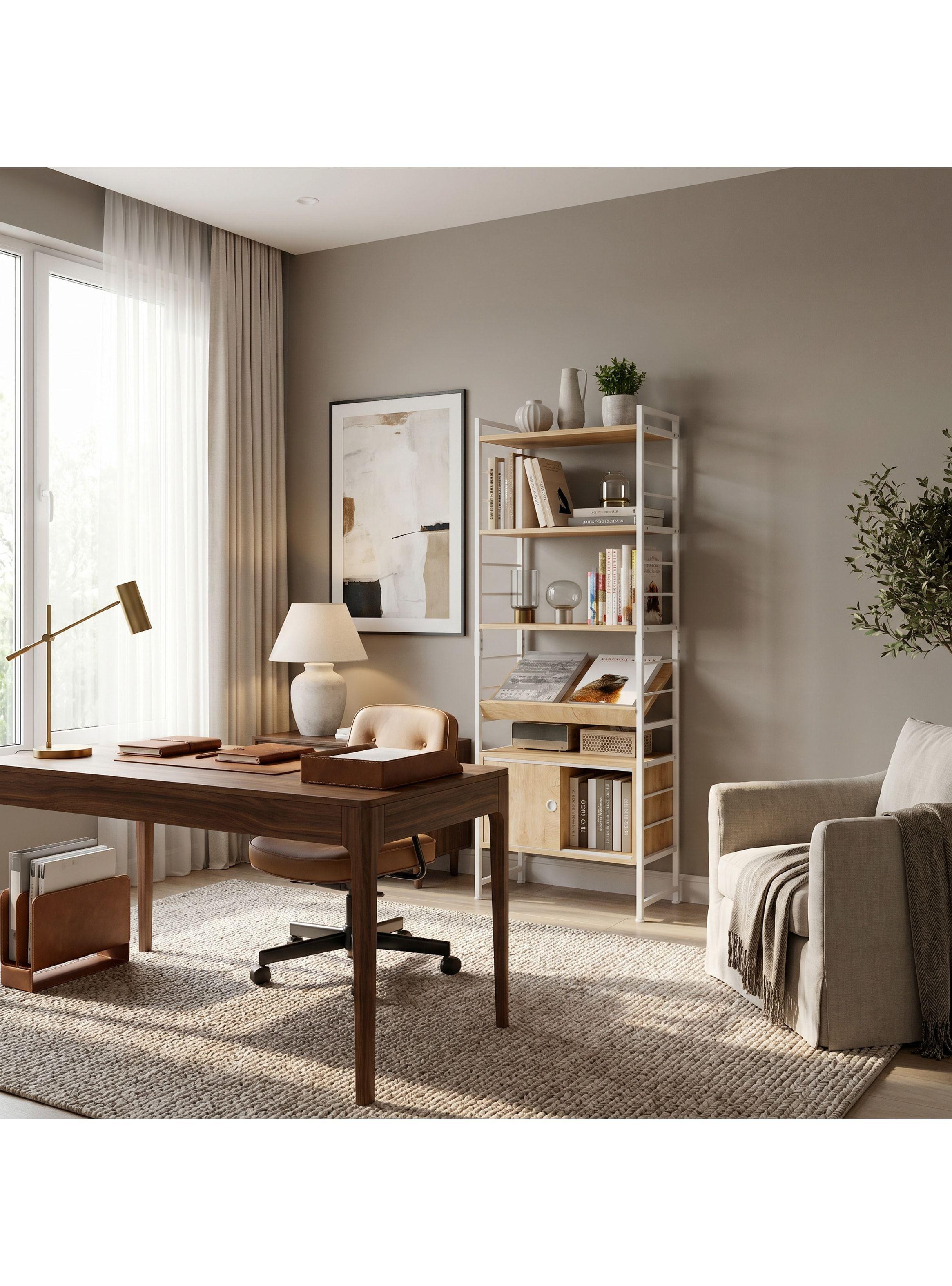 Repisa Biblioteca Organizador Estante Puerta Delizante 160cm Marrón-9