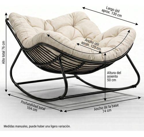 Sillon Mecedor Silla Mecedora Sitial Moderna Talla Xxl Beige Liso-2